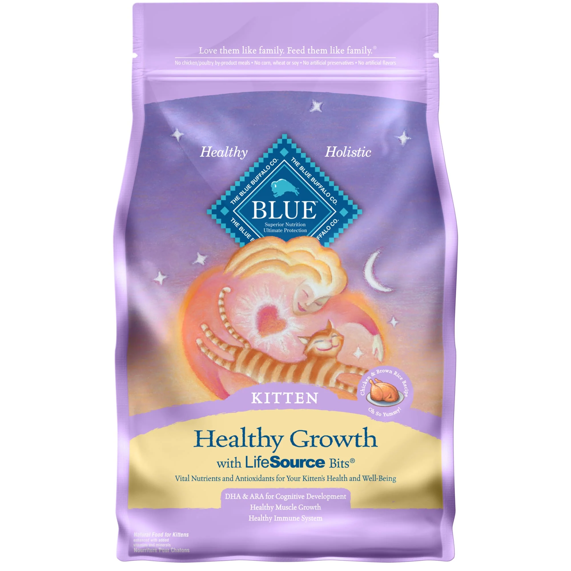 Blue Buffalo Healthy Growth Chicken and Brown Rice Dry Cat Food for Kittens  Whole Grain  3 lb. Bag - Image 1