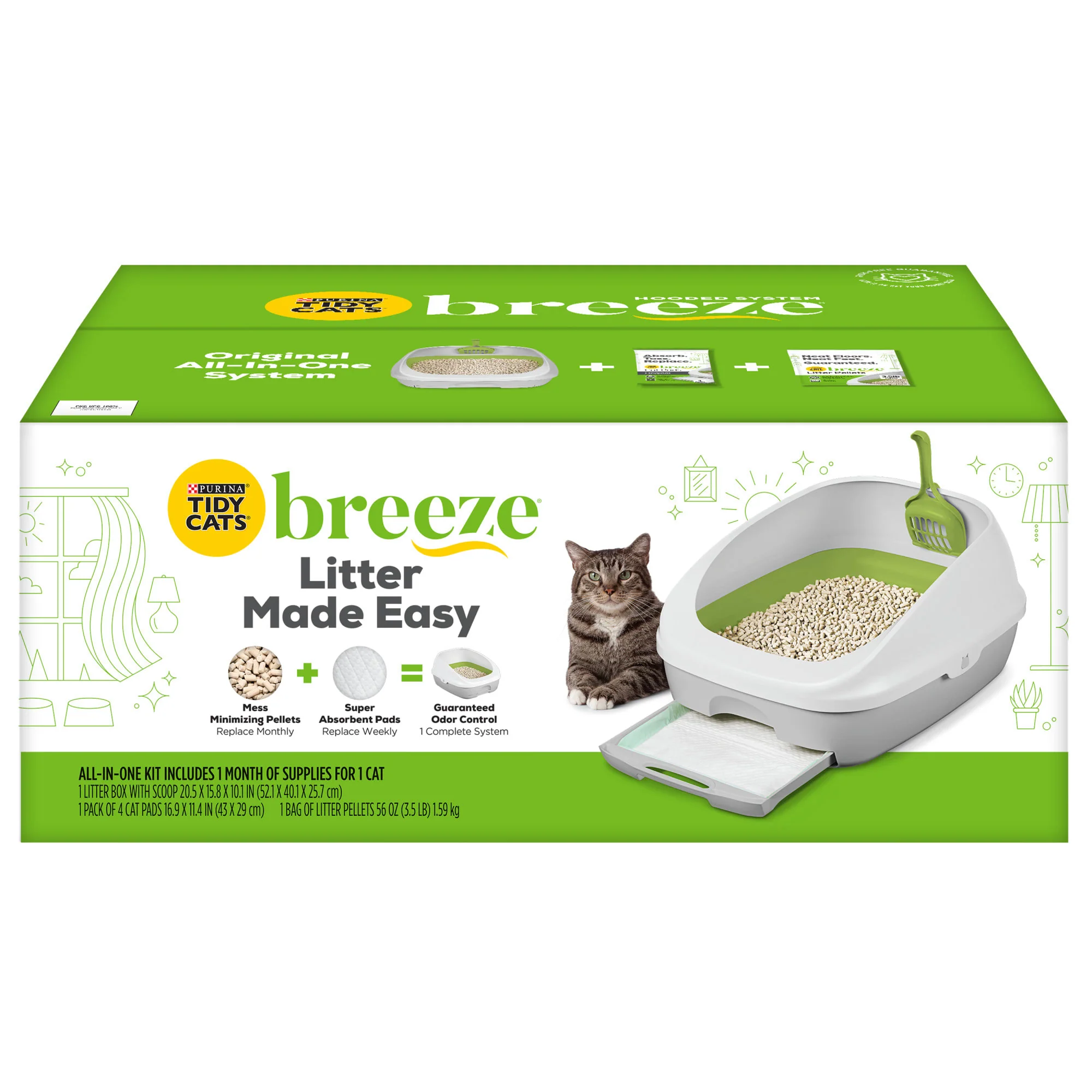 Purina Tidy Cats Litter Box System  BREEZE System Starter Kit Litter Box  Litter Pellets & Pads - Image 1