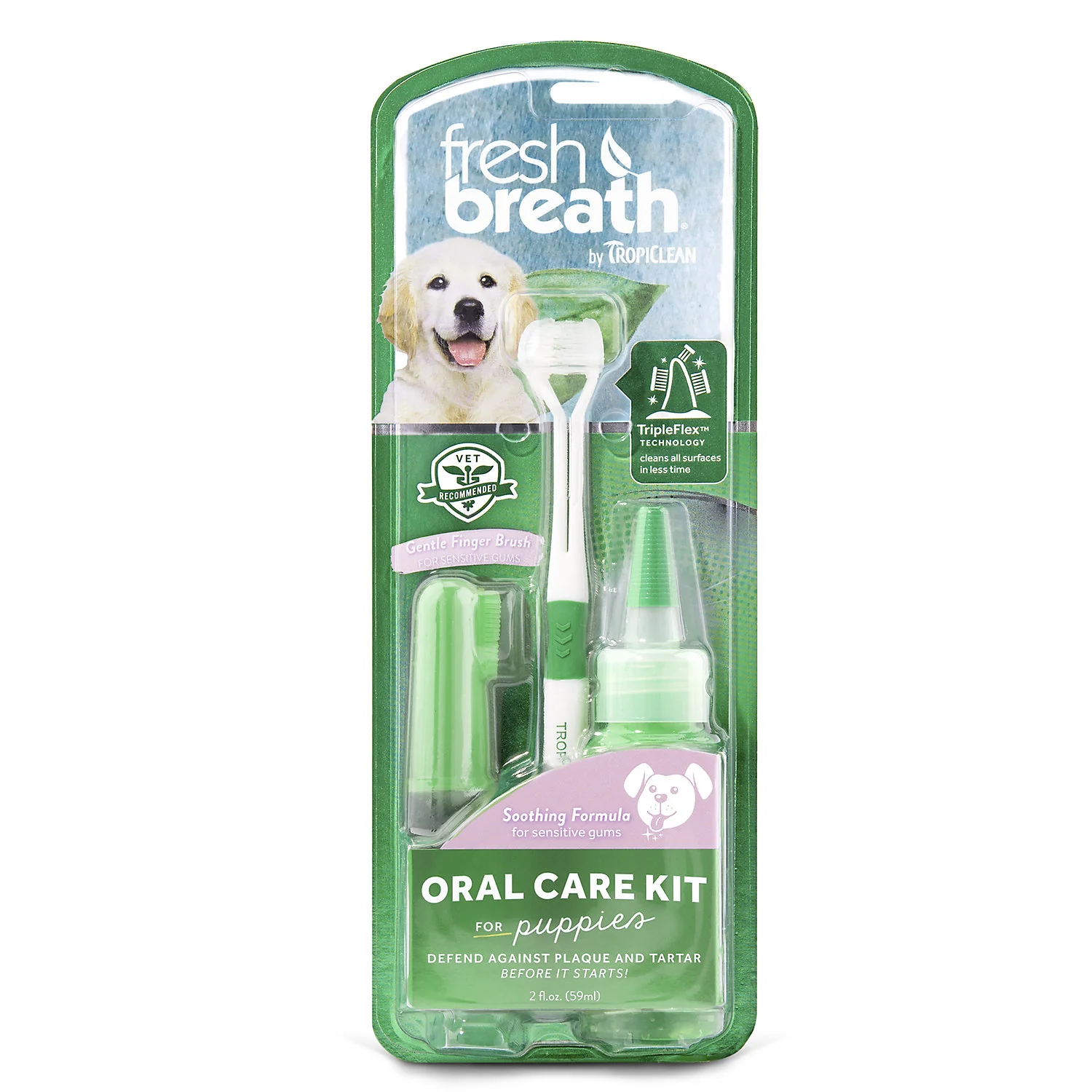 Tropiclean Fresh Breath Oral Care Kit For Dogs Puppies 2oz - Image 1