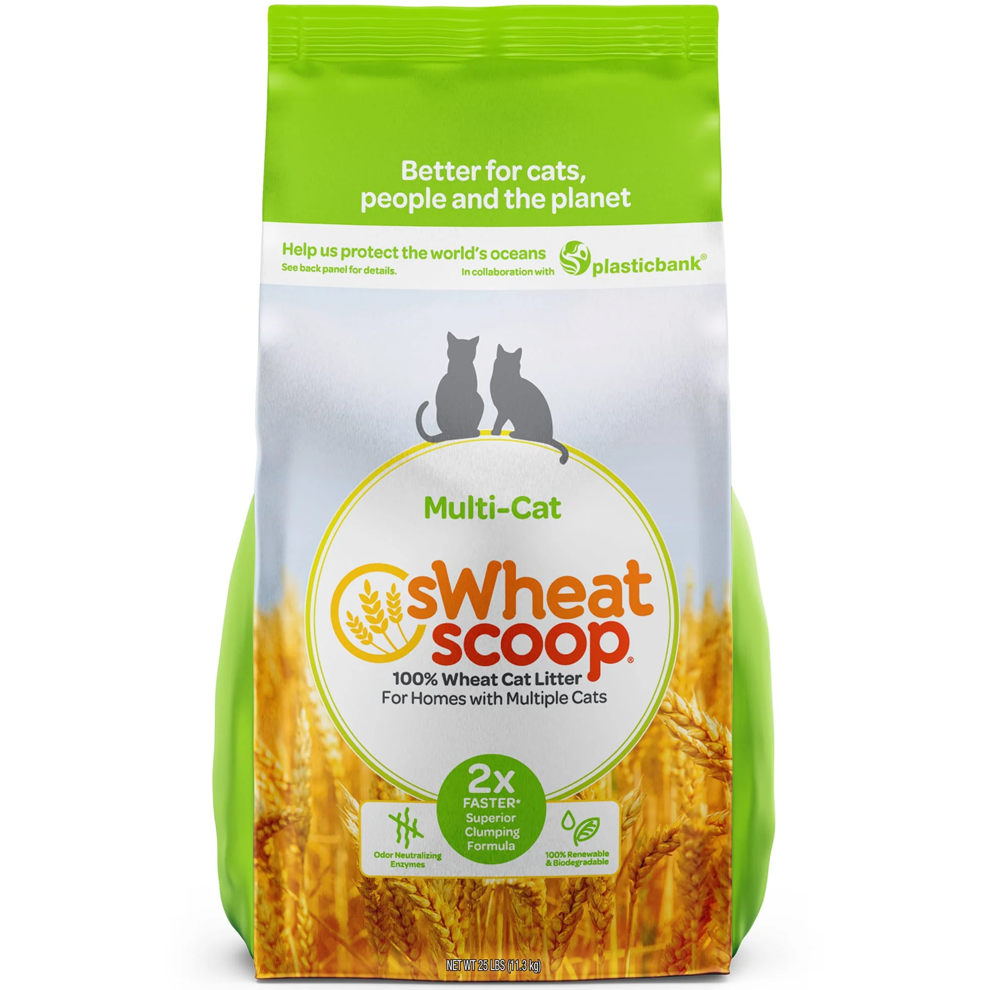 sWheat Scoop Multi-Cat Natural Clumping Wheat Cat Litter  28lb - Image 1