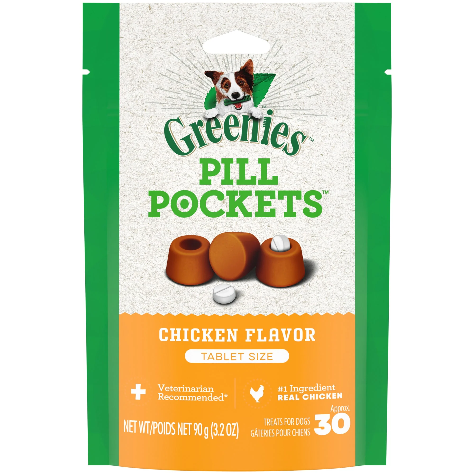 GREENIES PILL POCKETS for Dogs Tablet Size Natural Soft Dog Treats  Chicken Flavor  3.2 oz. Pack (30 Treats) - Image 1