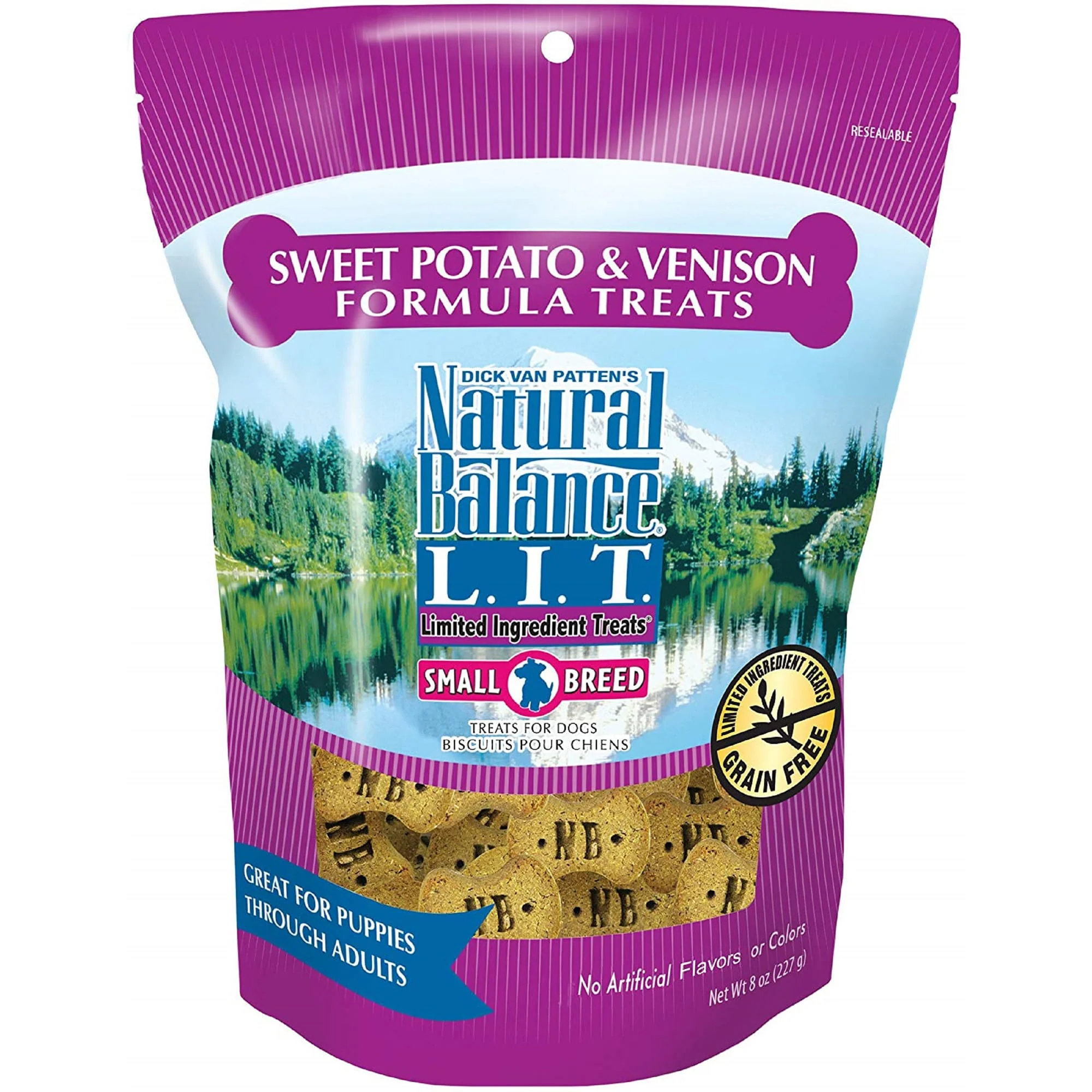Natural Balance L.I.T. Limited Ingredient Small Breed Dog Treats, Grain Free, Sweet Potato & Venison Formula, 8-Ounce - Image 1
