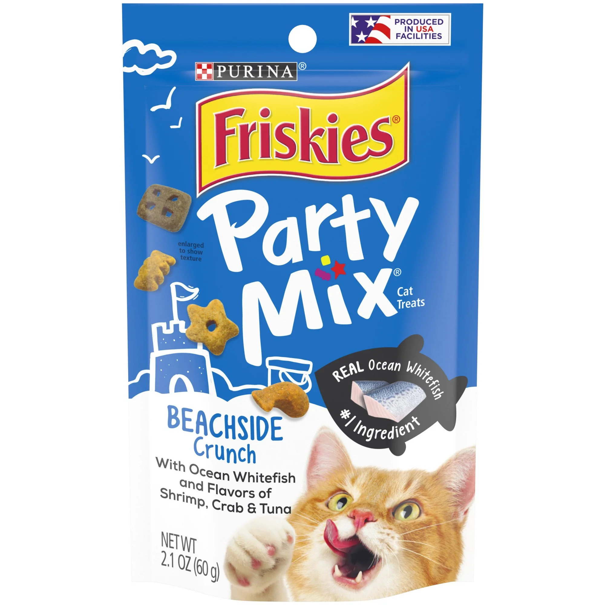 Friskies Cat Treats  Party Mix Beachside Crunch  2.1 oz. Pouch - Image 1