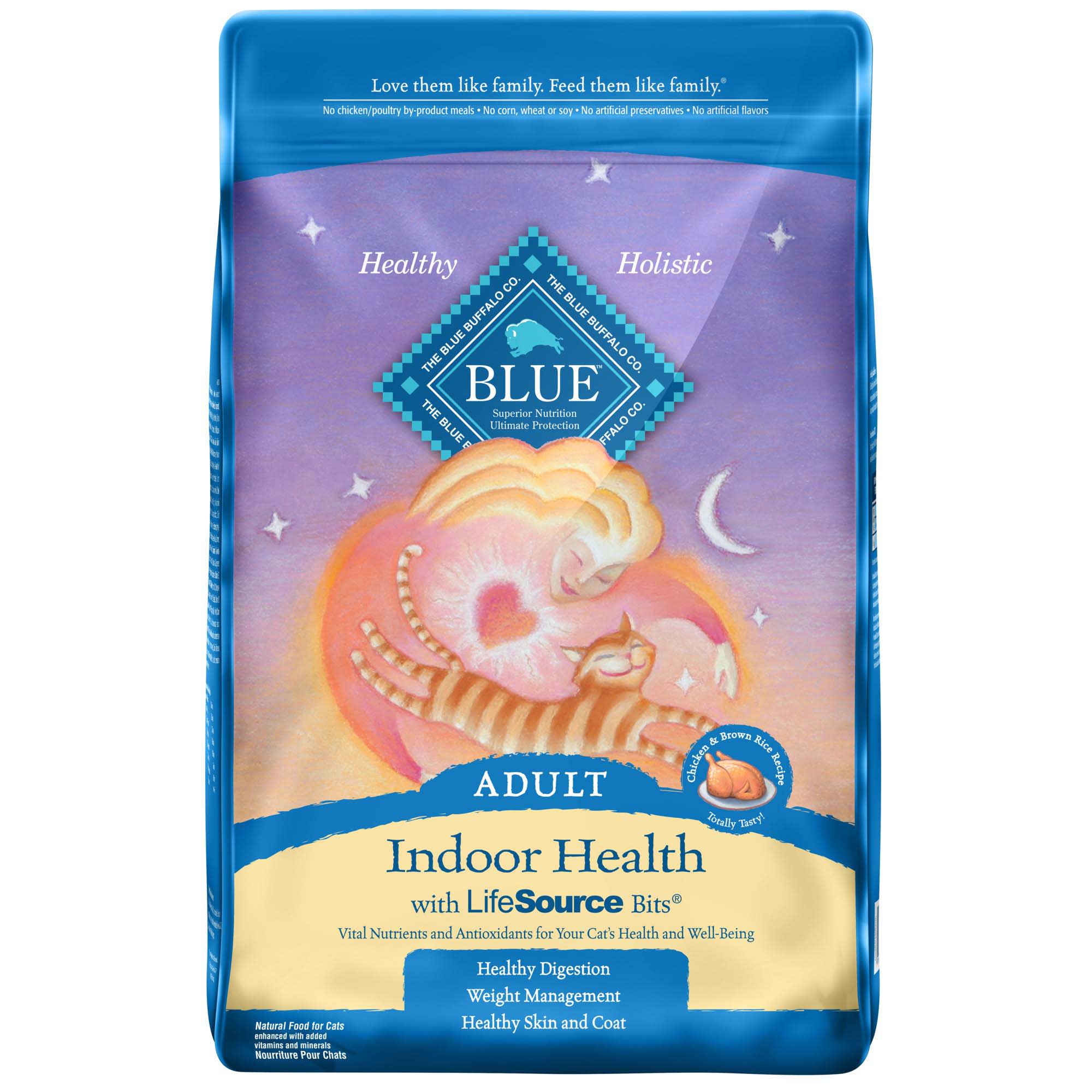 Blue Buffalo Indoor Health Chicken and Brown Rice Dry Cat Food for Adult Cats  Whole Grain  3 lb. Bag - Image 1