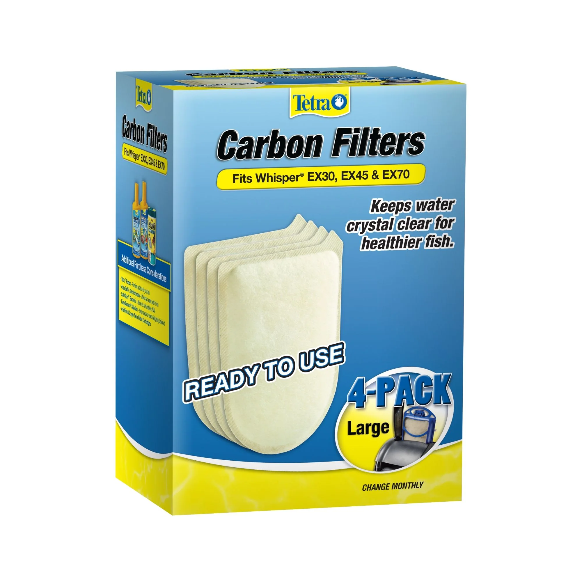 Tetra Carbon Filters Aquarium Cartridges for Whisper EX30 EX45 EX70 Filter  Large  4-pack - Image 1