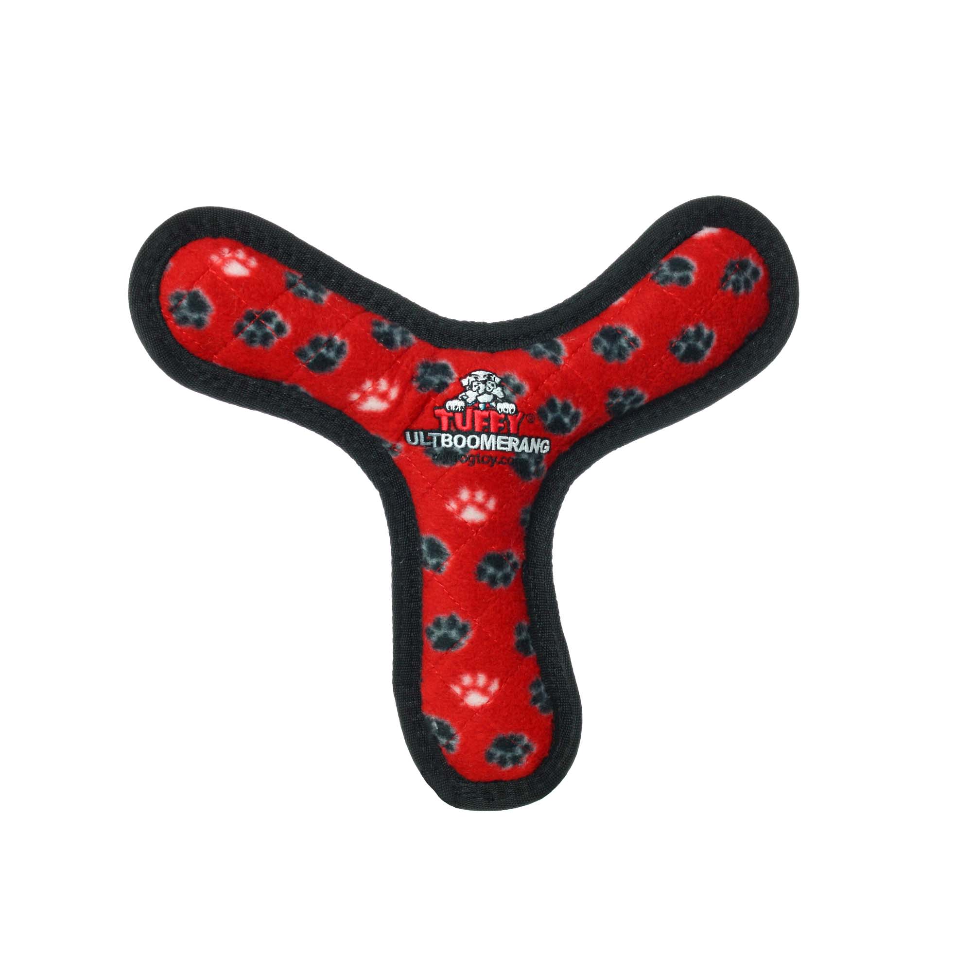 Tuffy Ultimate Boomerang Red Paw  Squeaky and Durable Dog Toy - Image 1