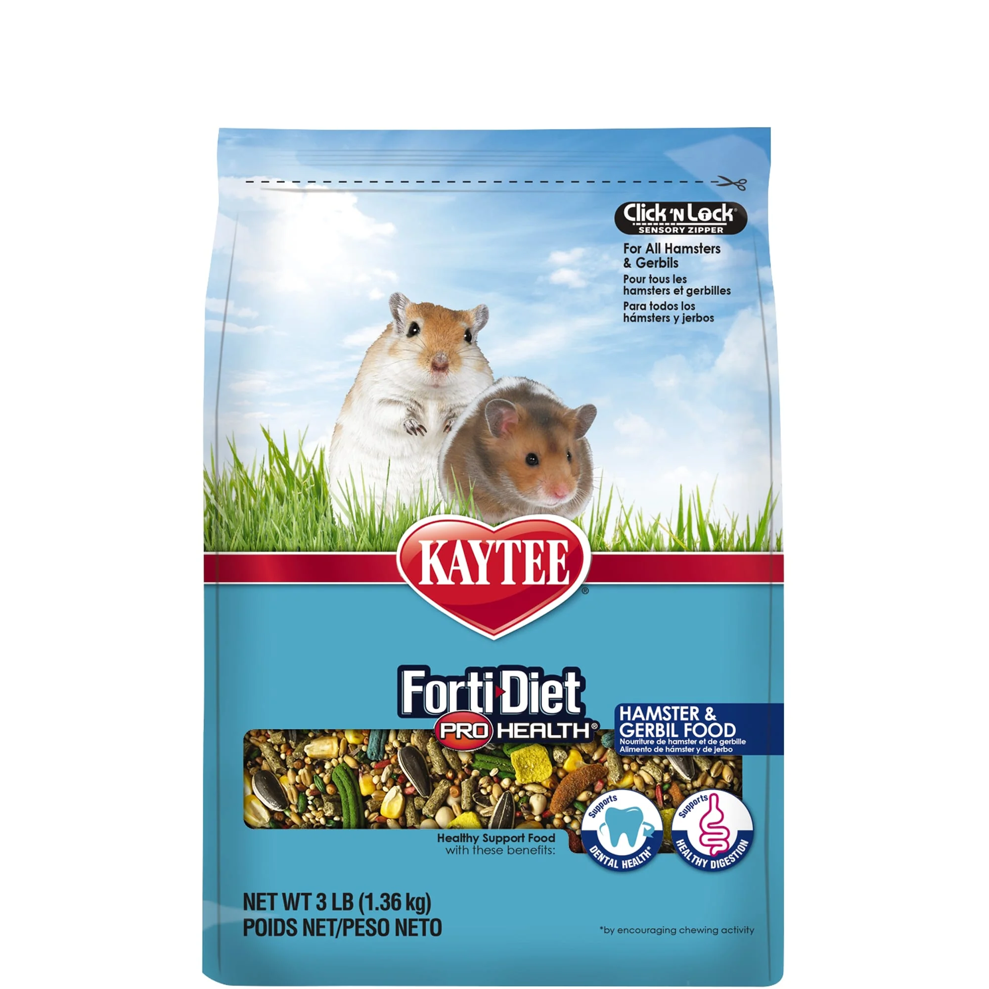 Kaytee Forti-Diet Pro Health Hamster and Gerbil Food 3lb - Image 1