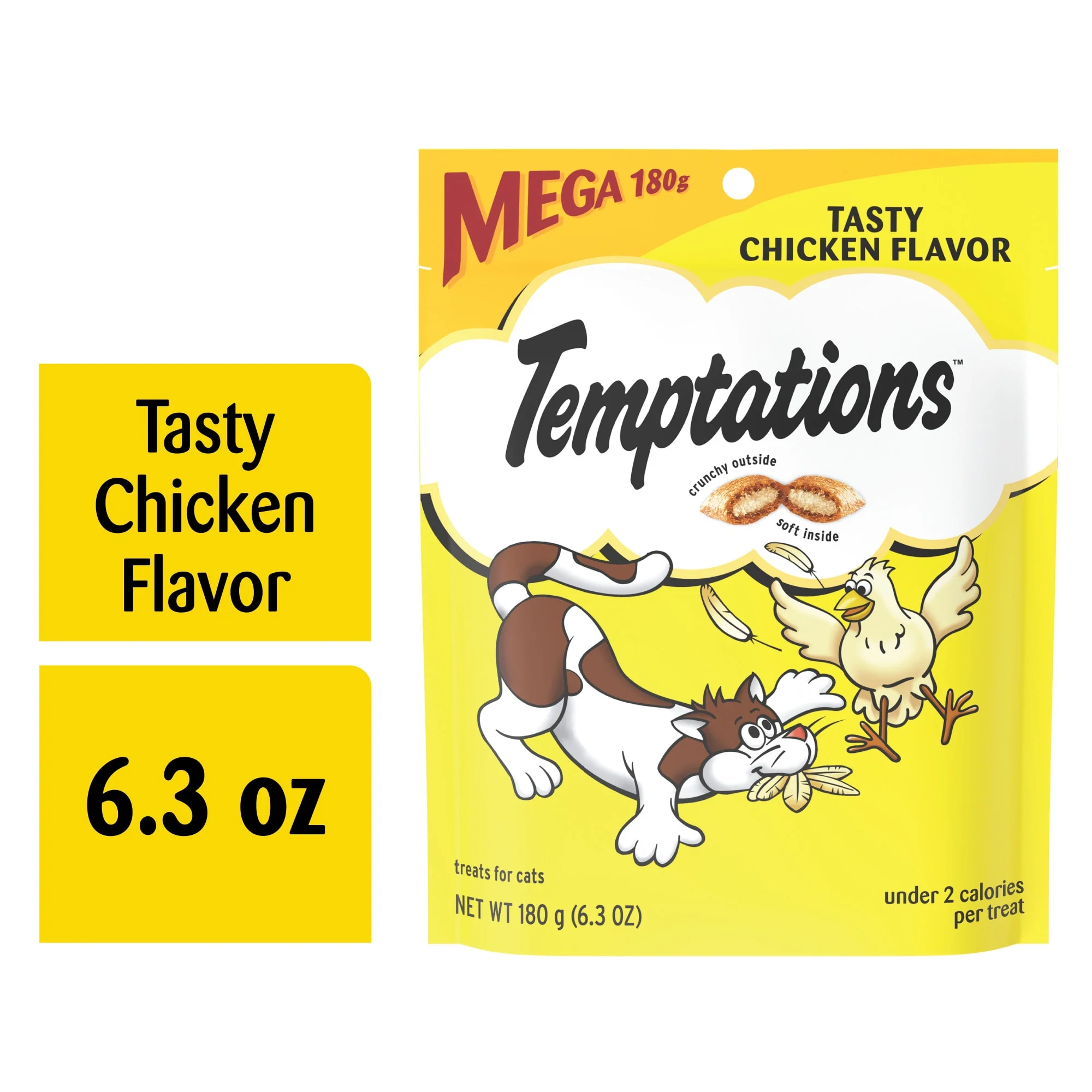 TEMPTATIONS Classic Crunchy and Soft Cat Treats Tasty Chicken Flavor  6.3 oz. Pouch - Image 1