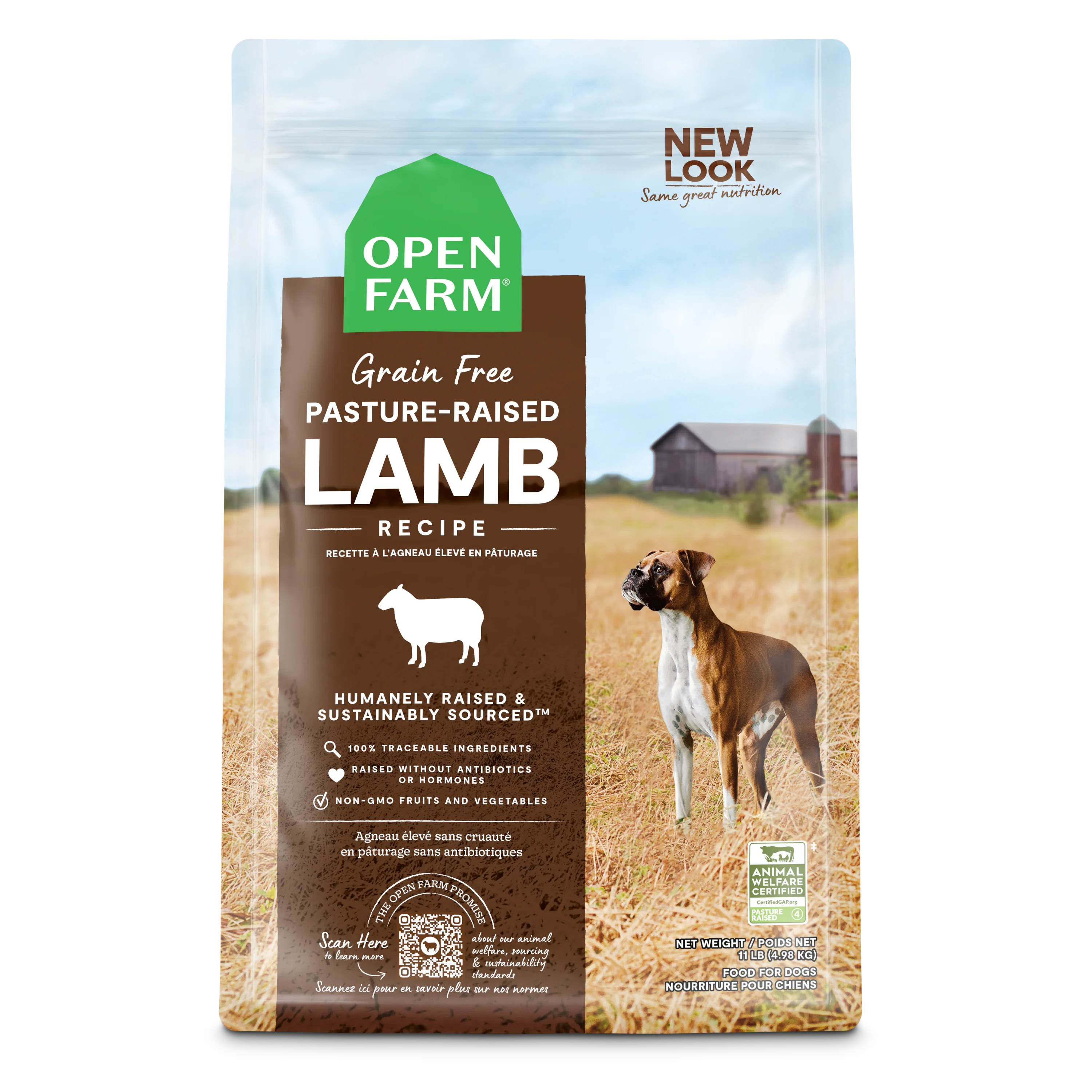 Open Farm Pasture Raised Lamb Recipe Grain Free Kibble For Dogs 11lb Bag