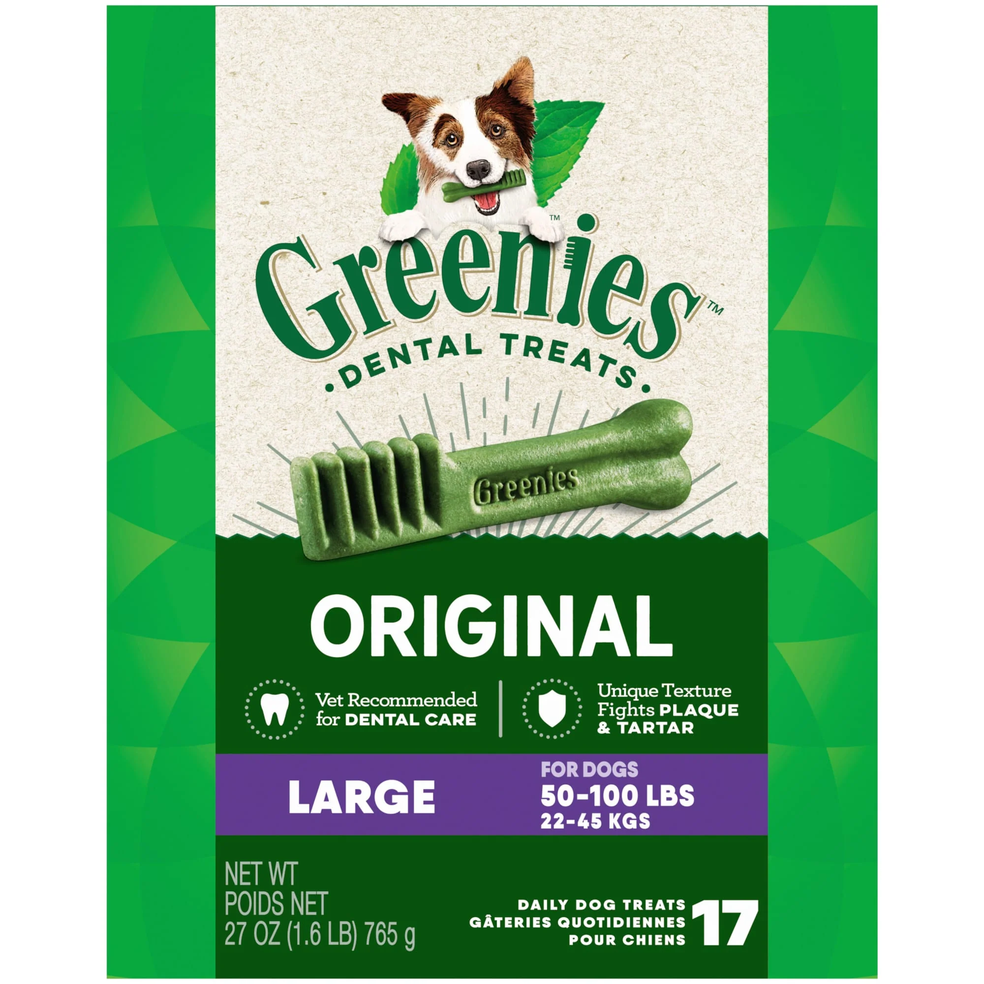 GREENIES Original Large Natural Dog Dental Care Chews Oral Health Dog Treats  24 oz. Pack (15 Treats)