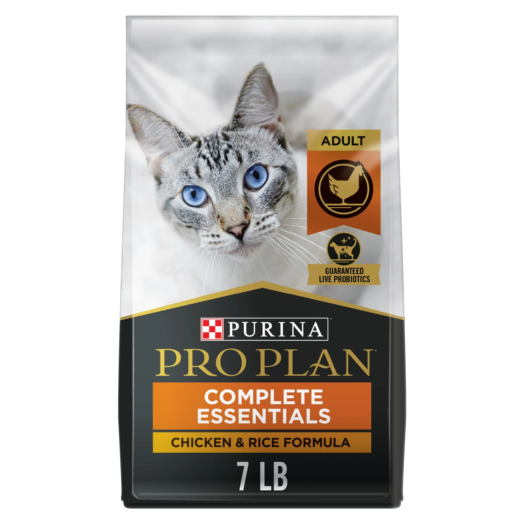 Purina Pro Plan High Protein Cat Food With Probiotics for Cats  Chicken and Rice Formula  7 lb. Bag - Image 1