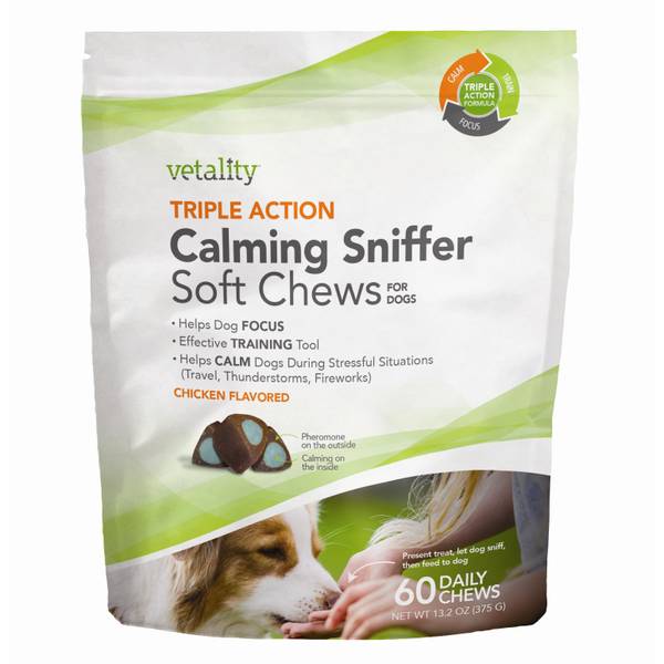 Vetality Triple Action Calm Sniffer Soft Chews for Dogs 60ct Chicken - Image 1