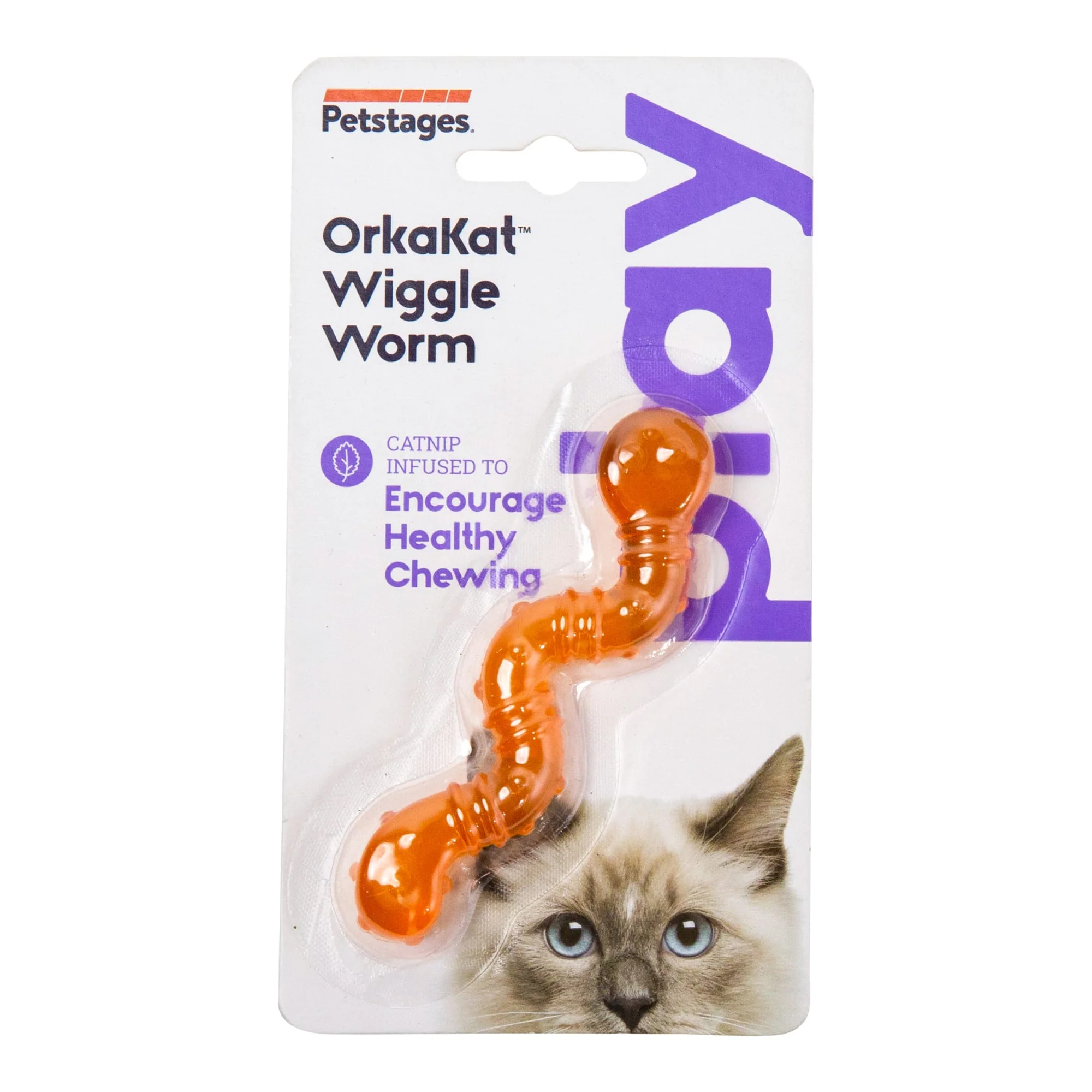 Petstages Orkakat Wiggle Worm Cat Toy  Orange - Image 1