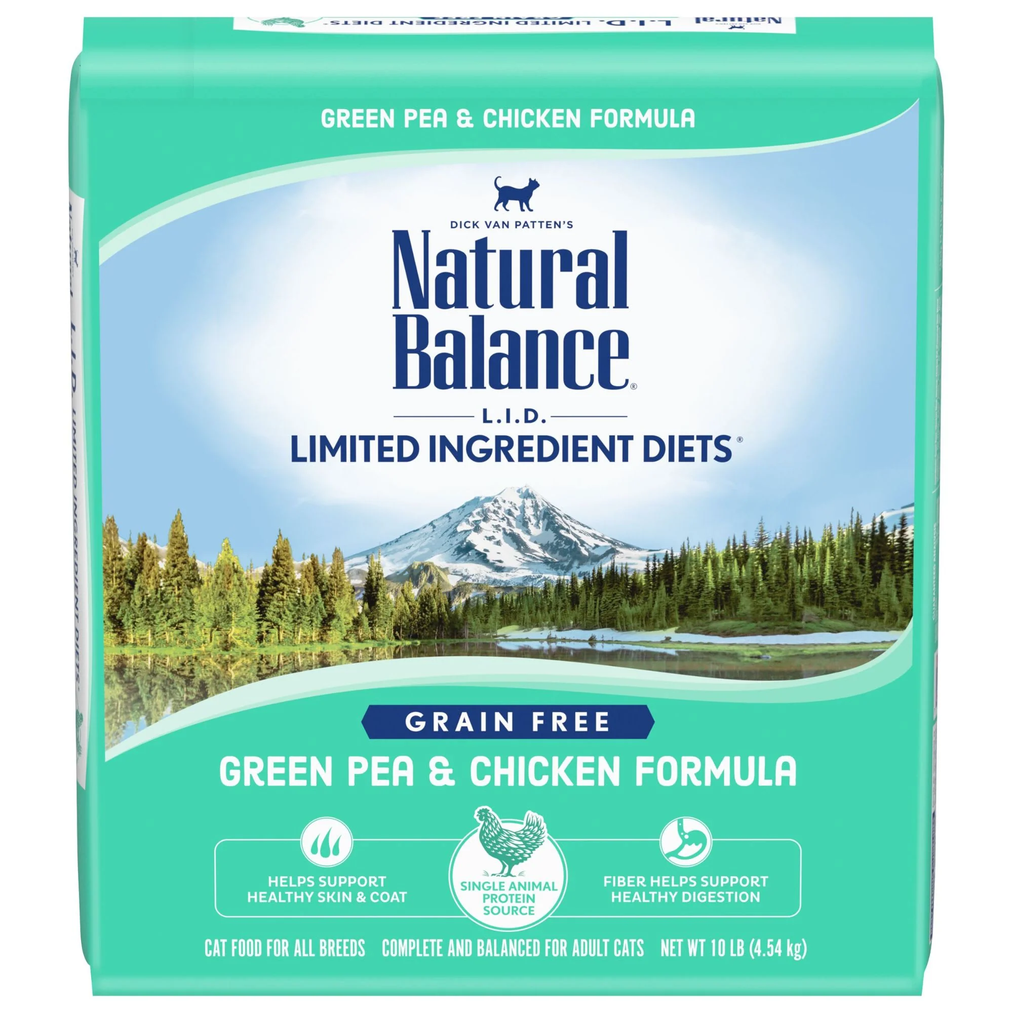 Natural Balance Limited Ingredient Diets Green Pea & Chicken Formula Dry Cat Food  10 Pounds  Grain Free - Image 1