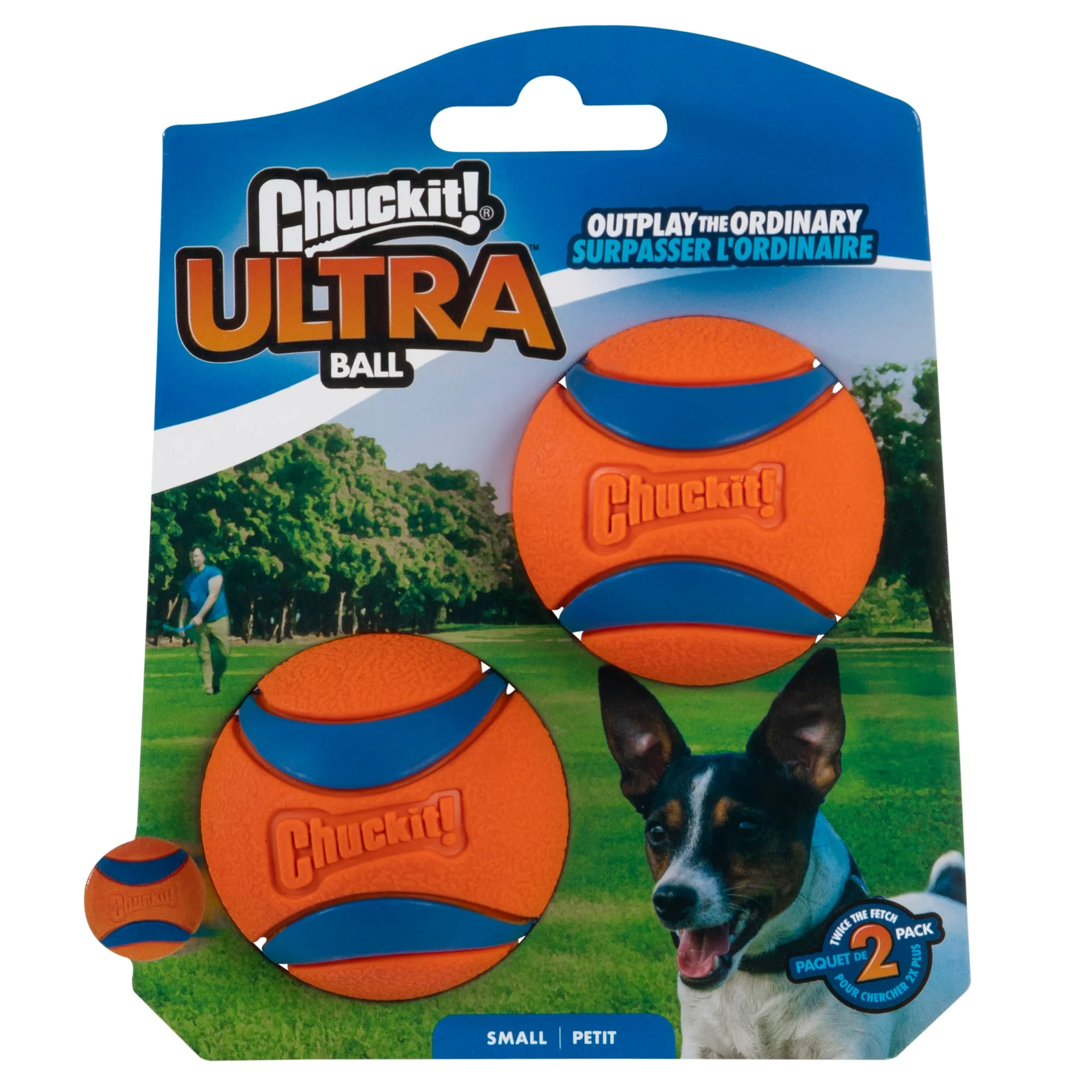 Chuckit! Ultra Dog Toy Ball Bounces and Floats  Bright Orange and Blue  Small - Image 1