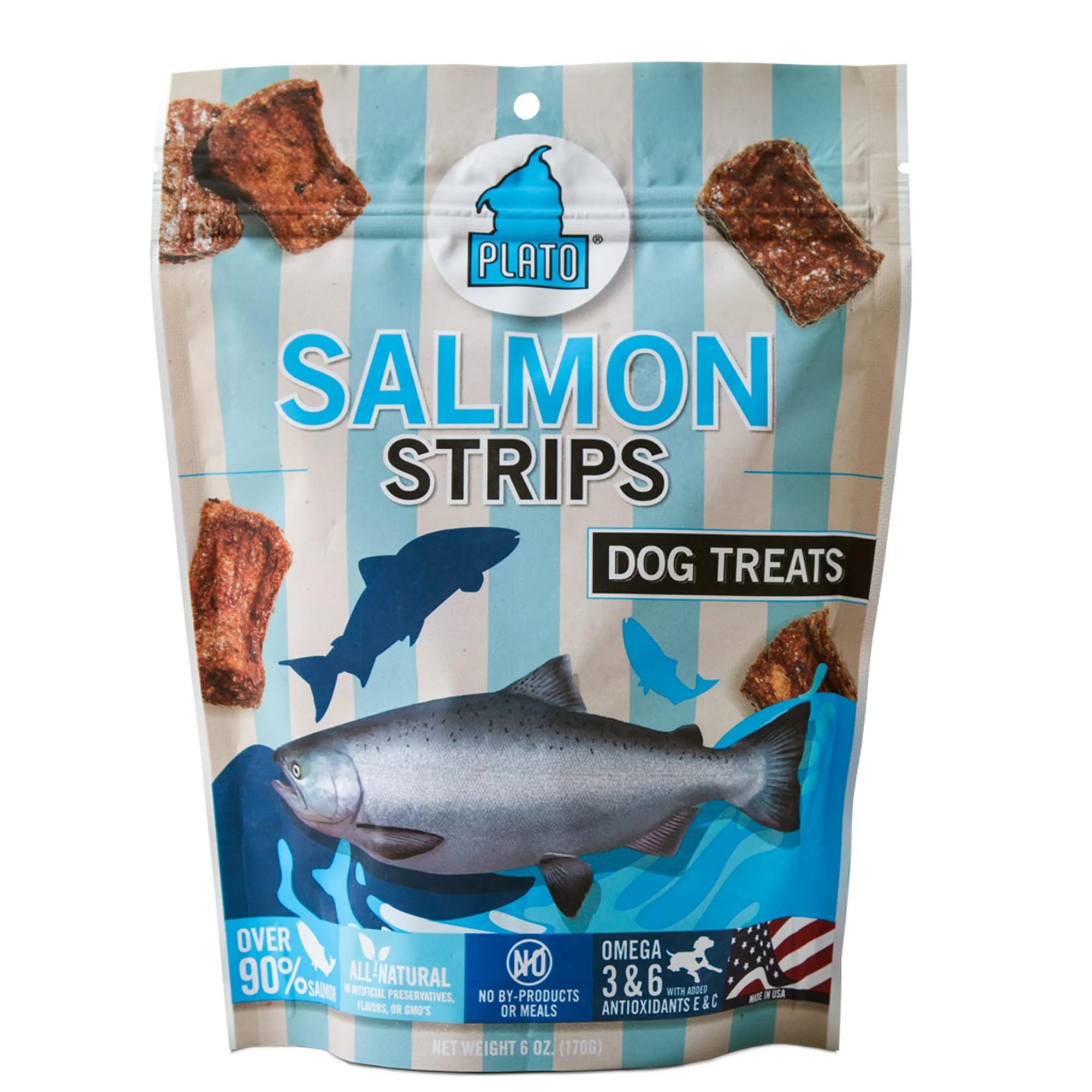 Plato Original Real Strips Salmon Recipe Dog Treat, 6 Oz. - Image 1