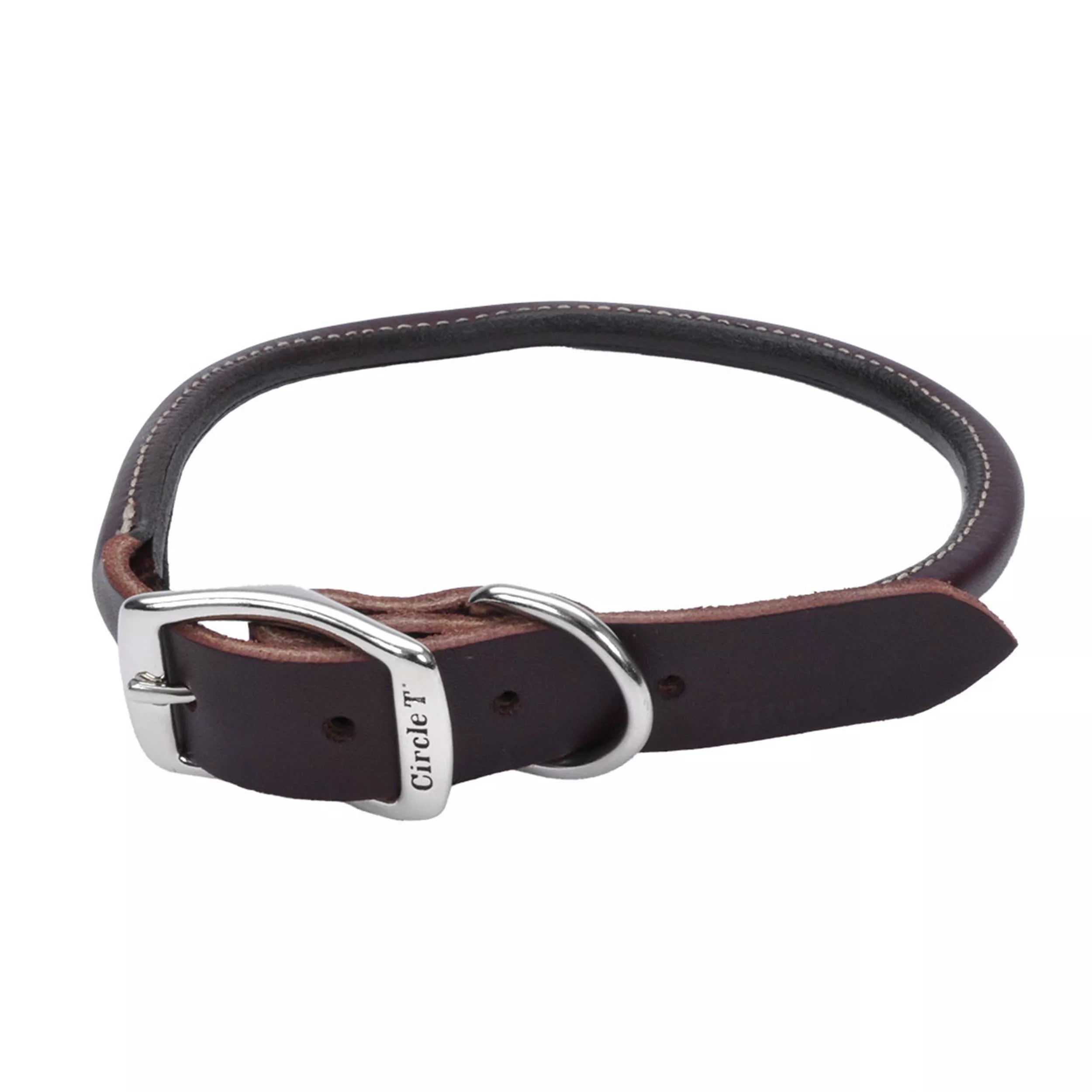 Coastal Circle T 3/8in Wide 10in Leather Round Dog Collar, Latigo - Image 1
