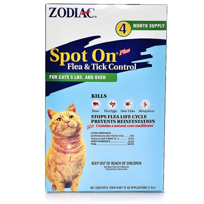 Zodiac Spot On Flea & Tick Control For Cats over 5lbs 4pk - Image 1