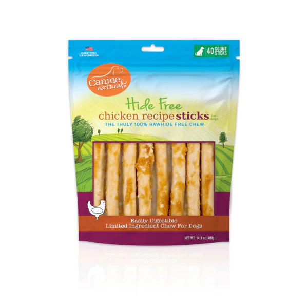 Canine Naturals Hide-Free Chicken Sticks 5in 40pk - Image 1