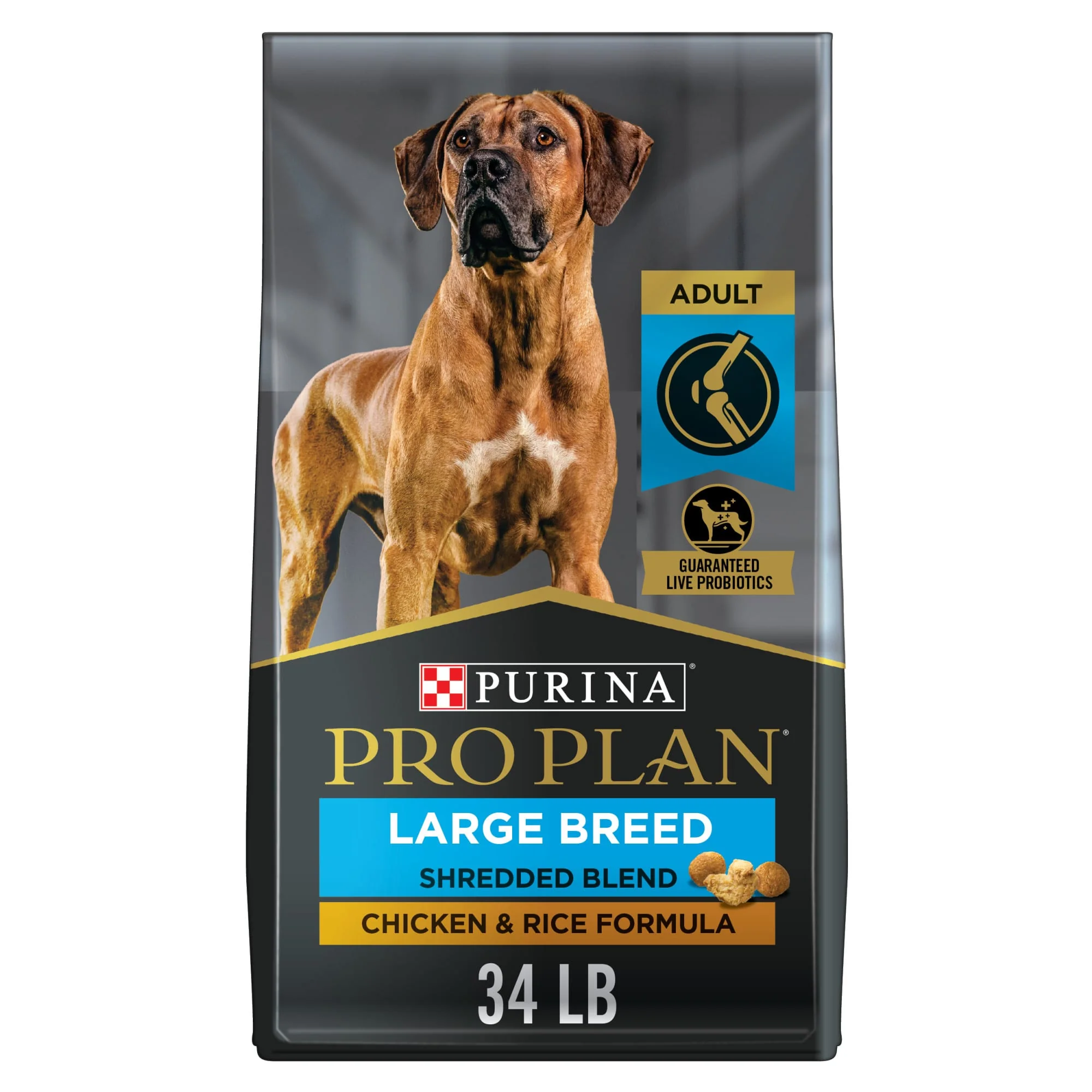 Purina Pro Plan Joint Health Large Breed Dog Food  Shredded Blend Chicken & Rice Formula  34 lb. Bag - Image 1