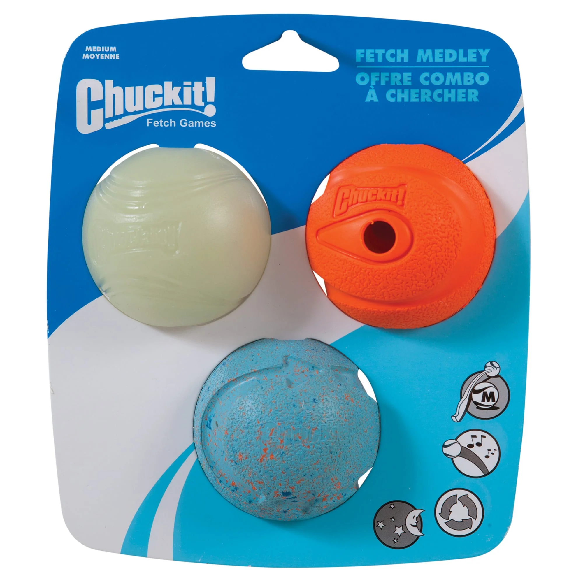 Chuckit! Fetch Ball Medley Dog Toy  Medium  3 Count - Image 1