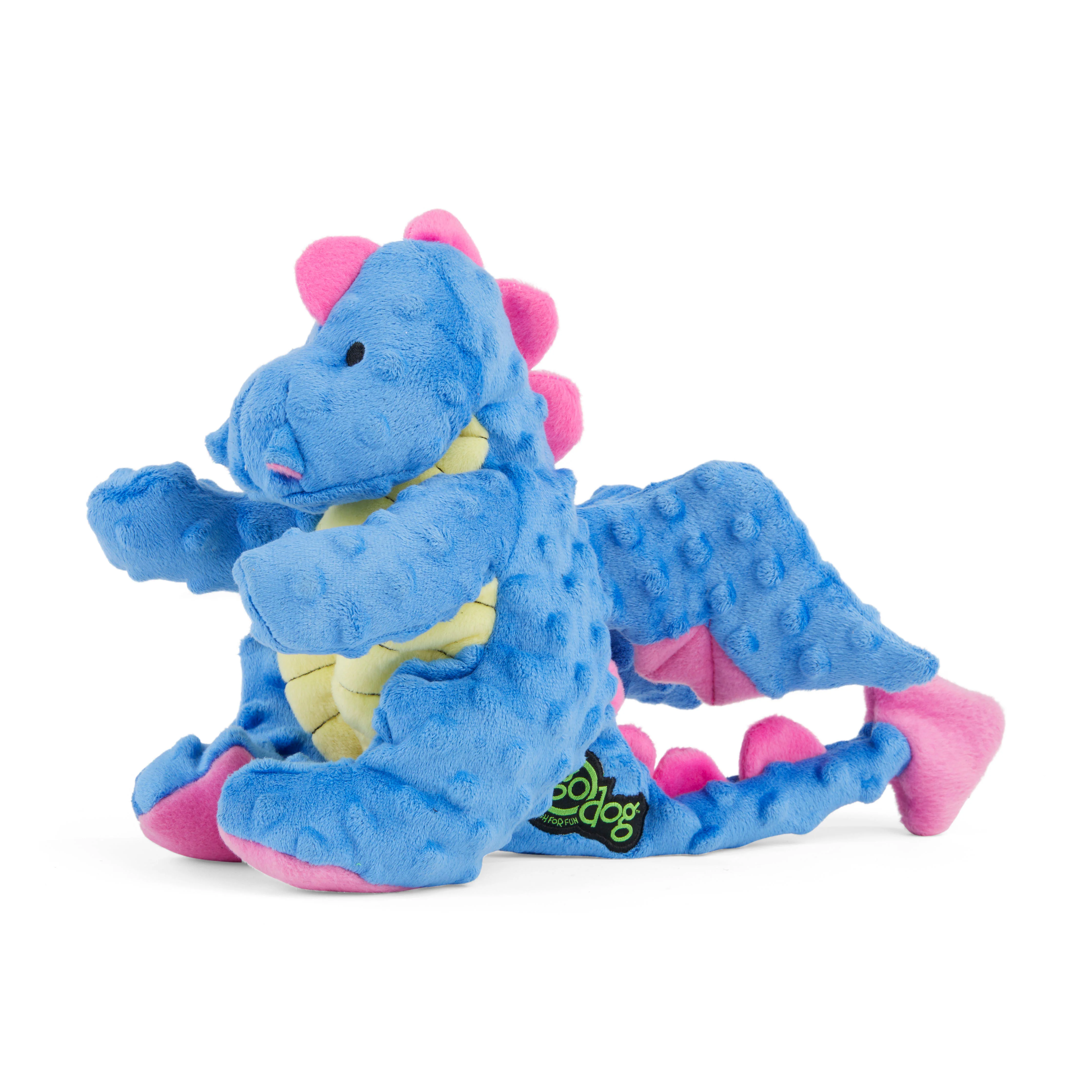 goDog Dragons Durable Plush Squeaker Dog Toy  Large  Periwinkle - Image 1