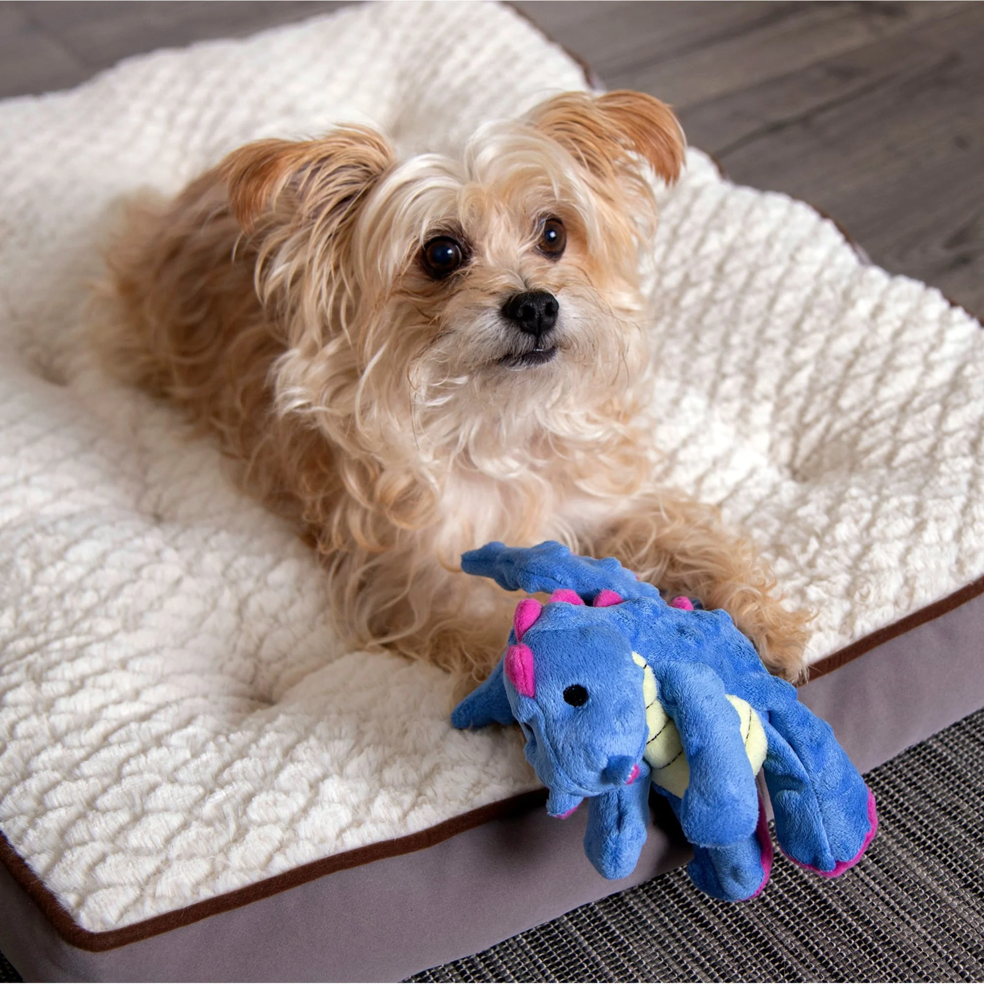 goDog Dragons Durable Plush Squeaker Dog Toy  Large  Pink - Image 1