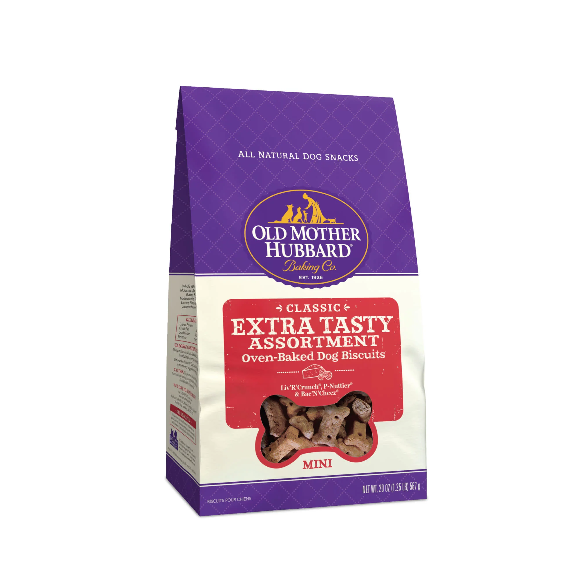Old Mother Hubbard by Wellness - Extra Tasty Assortment Mini with Carrot, Apple, Liver, Cheese, Peanut Butter and Bacon Flavor Dog Treats - 20oz - Image 1