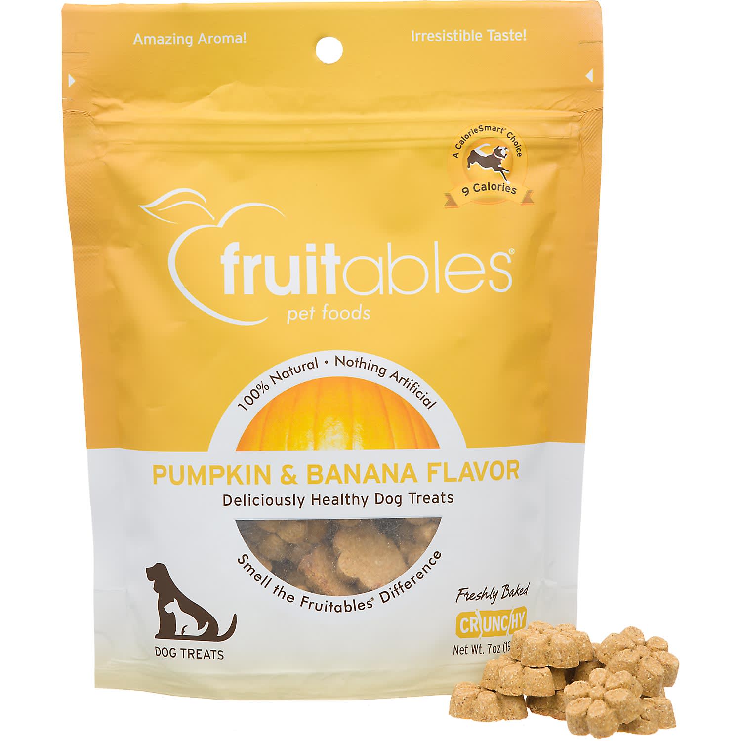 Fruitables Baked Low Calorie Dog Treats  Pumpkin and Banana Flavor  7 Ounces - Image 1