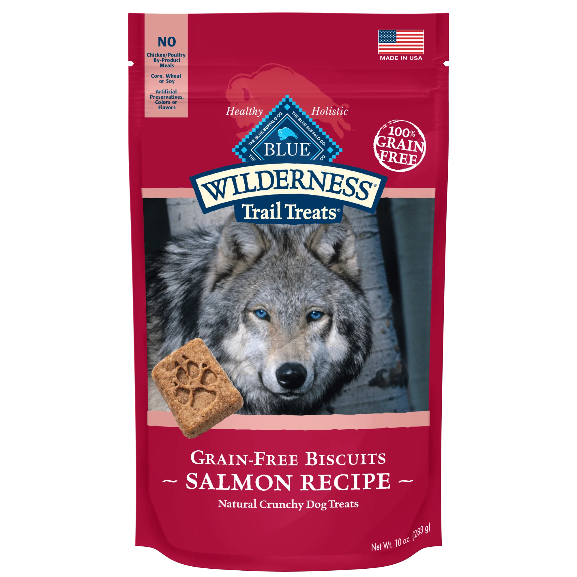 Blue Buffalo Wilderness 100% Grain-Free Biscuits Salmon Recipe Crunchy Dog Treats - 10oz - Image 1