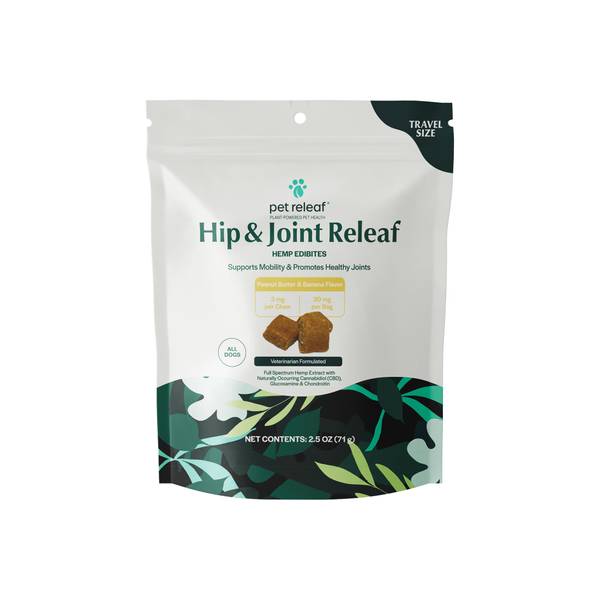 Pet Releaf 2.5 oz 3mg Hip and Joint Releaf Edibites Peanut Butter Banana Small Dog Chews - Image 1