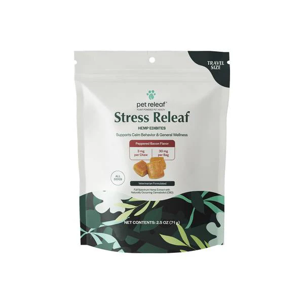 Pet Releaf 2.5 oz 3mg Stress Releaf Edibites Peppered Bacon Small Dog Chews - Image 1