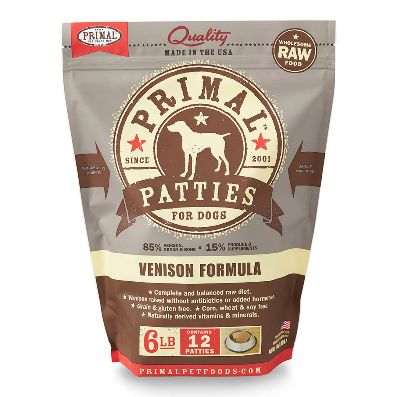 Primal Pet Foods Canine Venison Formula Patties, 6 Lb - Image 1