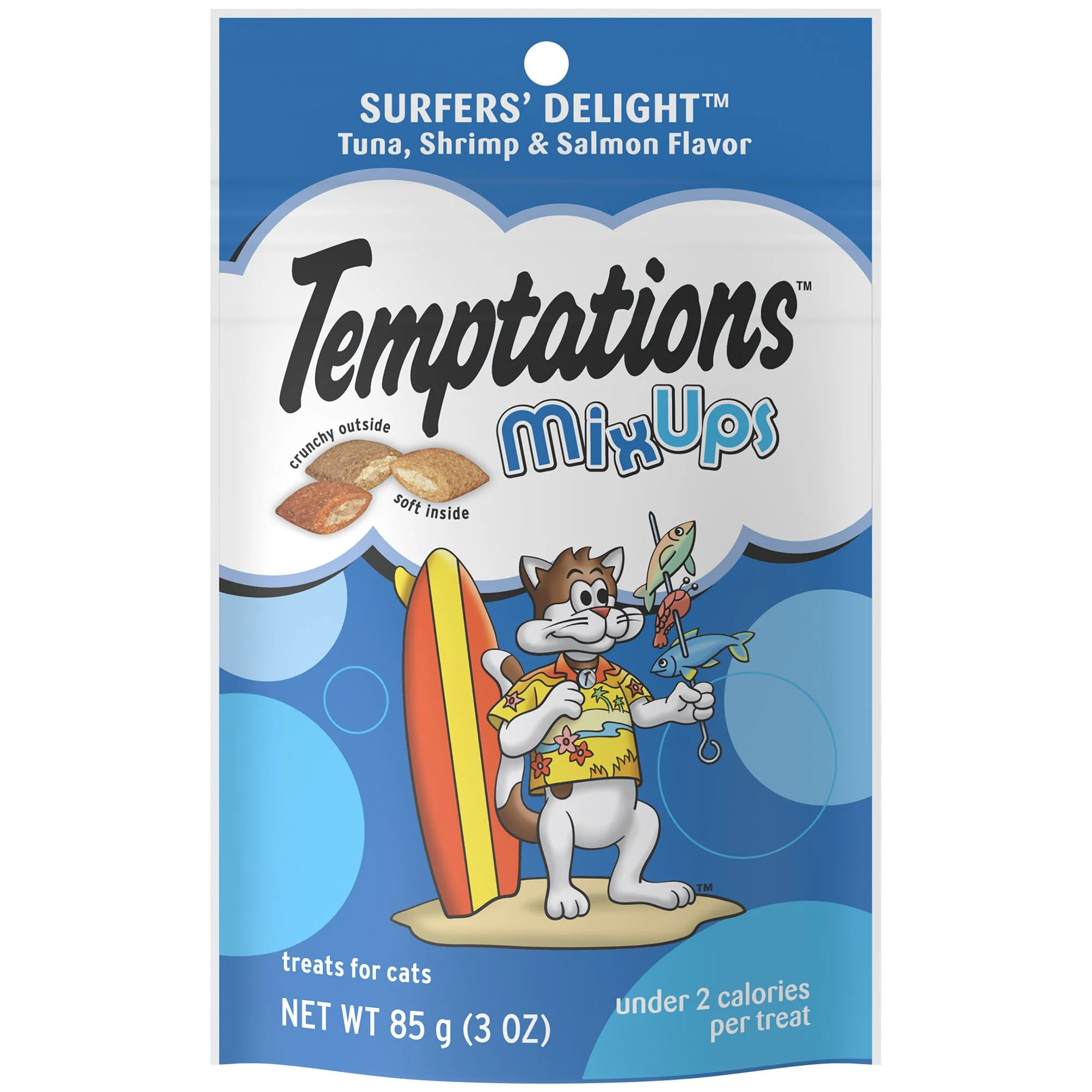 TEMPTATIONS MIXUPS Crunchy and Soft Cat Treats Surfers