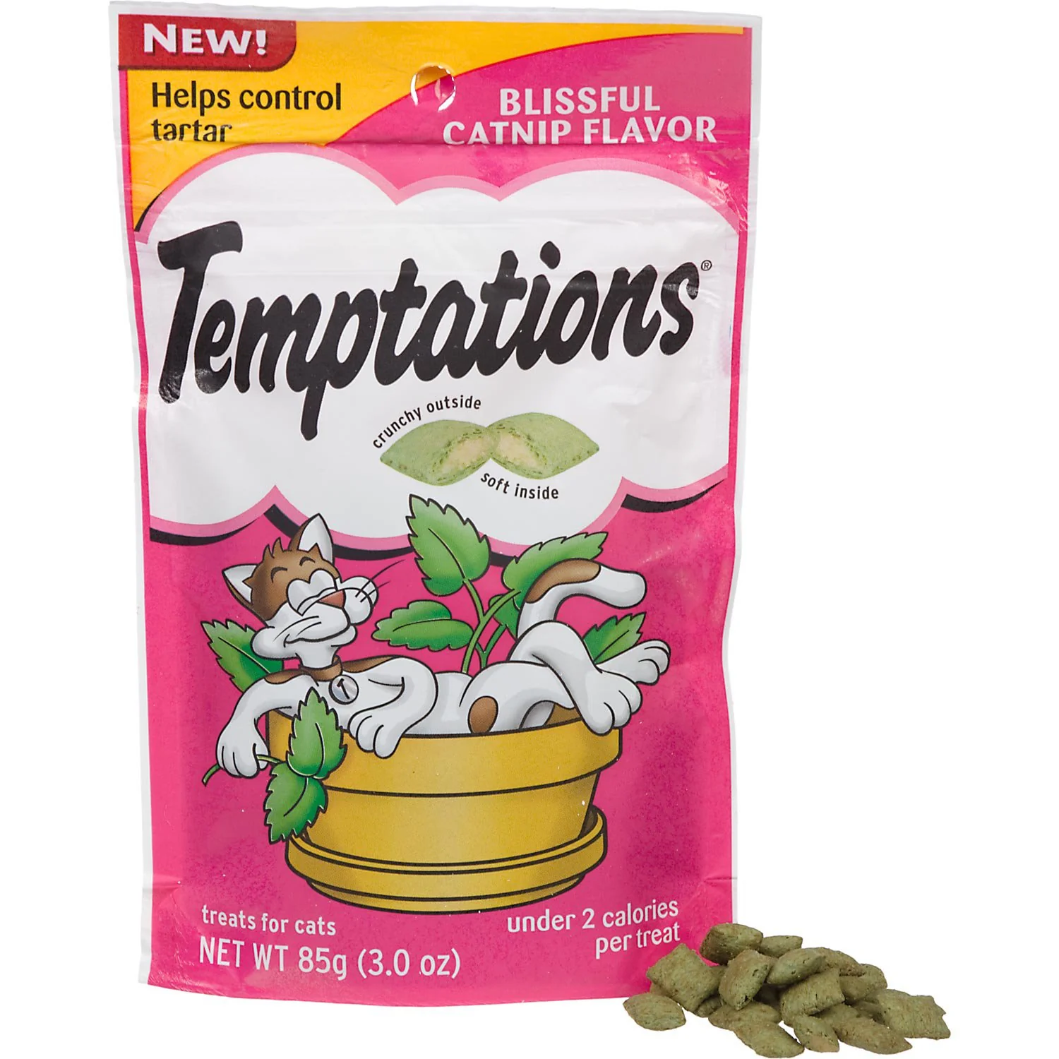 Temptations Blissful Catnip Flavor Topper  Classic  Crunchy & Soft Treat for Cat  3 oz. - Image 1