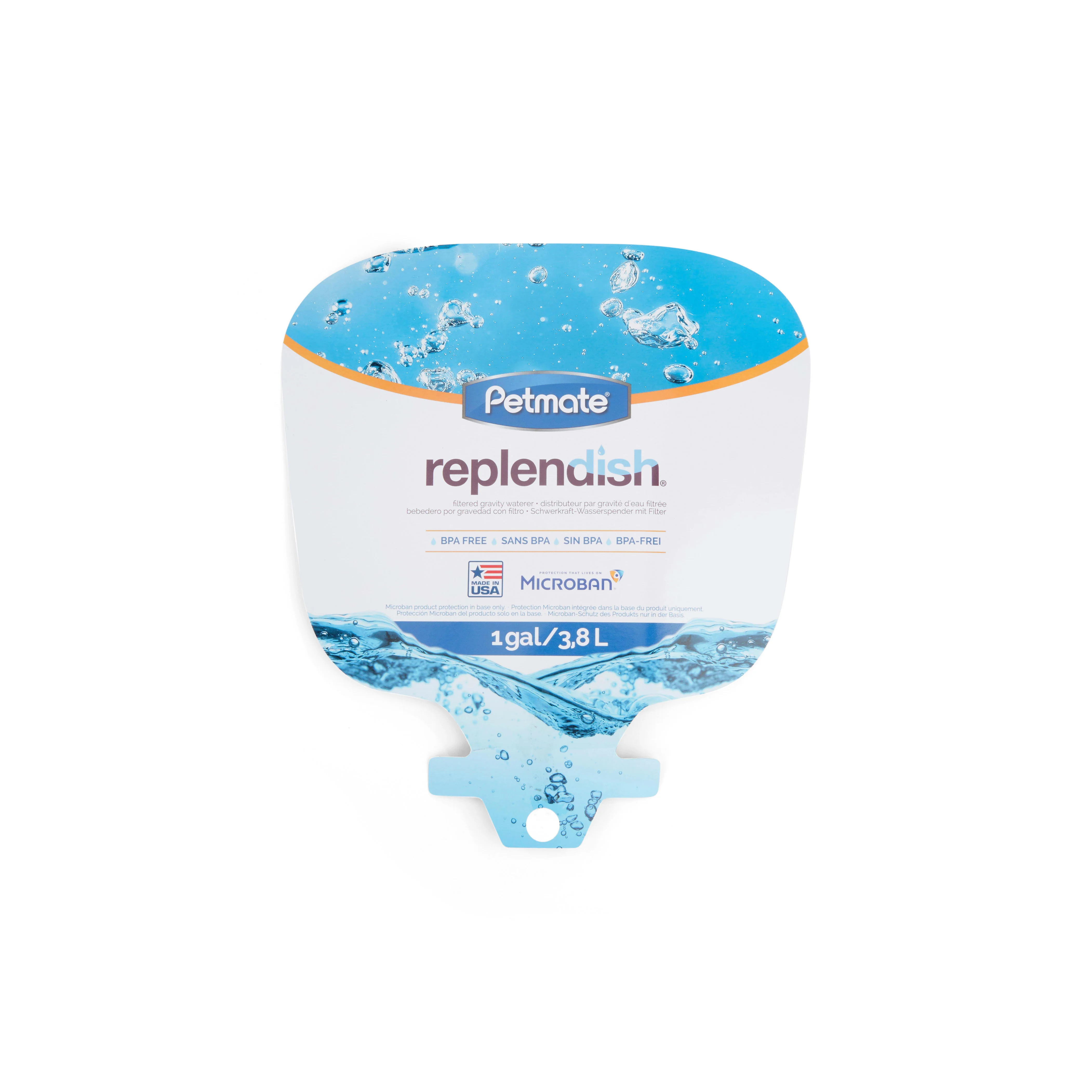 Petmate Pearl Replendish Pet Waterer With Microband  Peacock Blue  1 Gallon - Image 1