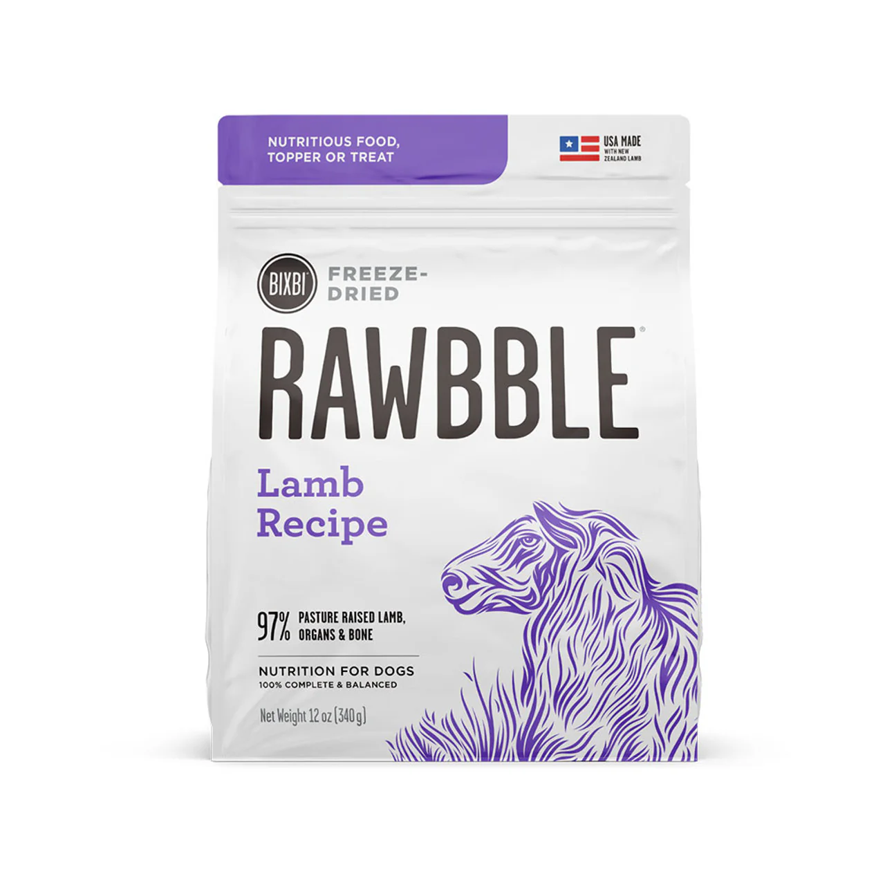 Bixbi Rawbble Lamb Recipe Freeze-Dried Dog Food 12oz - Image 1