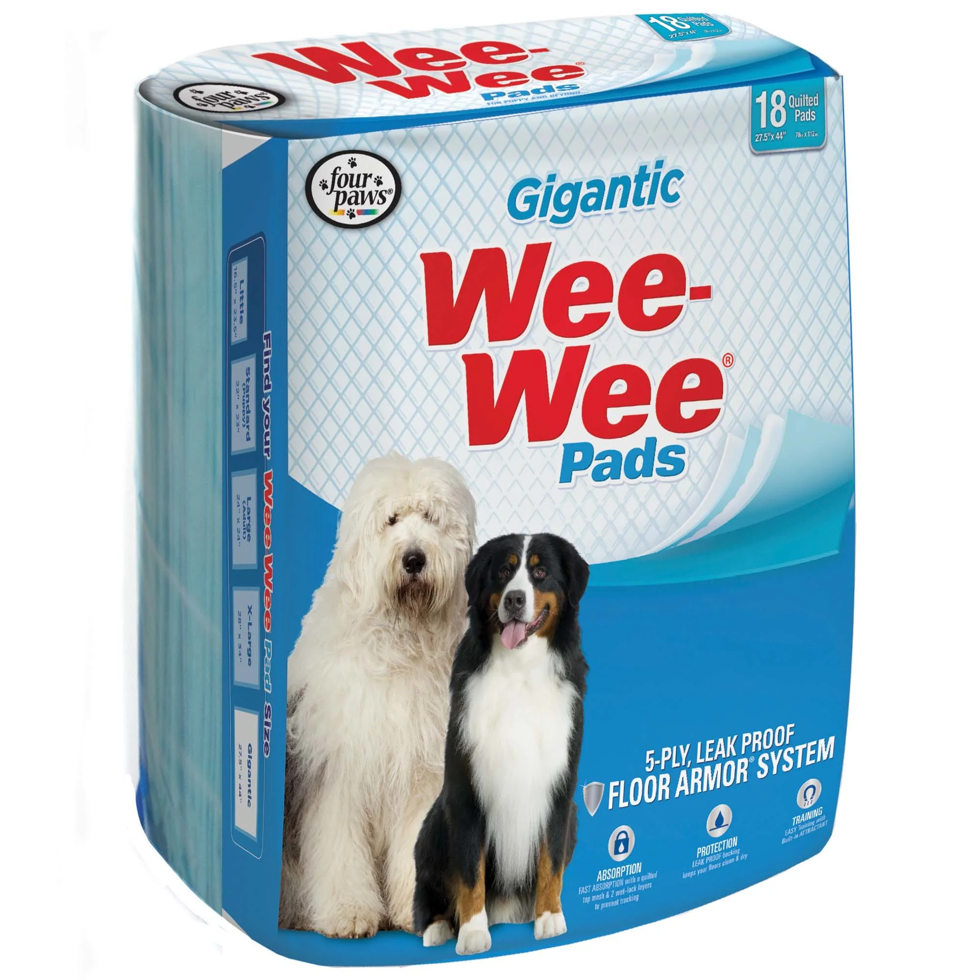Four Paws Wee-Wee Pads  27.5 in x 44 in  18 count  XXL - Image 1
