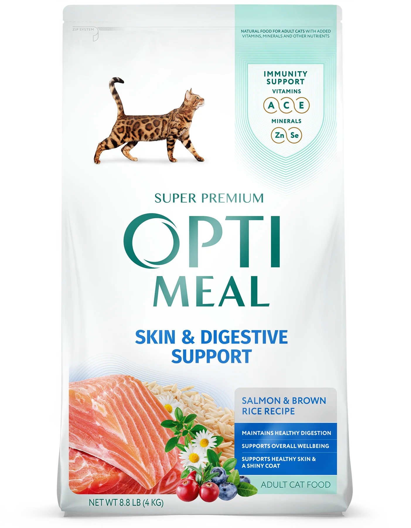 Optimeal Dry Cat Food 3.3lb Digestive Care Salmon - Image 1