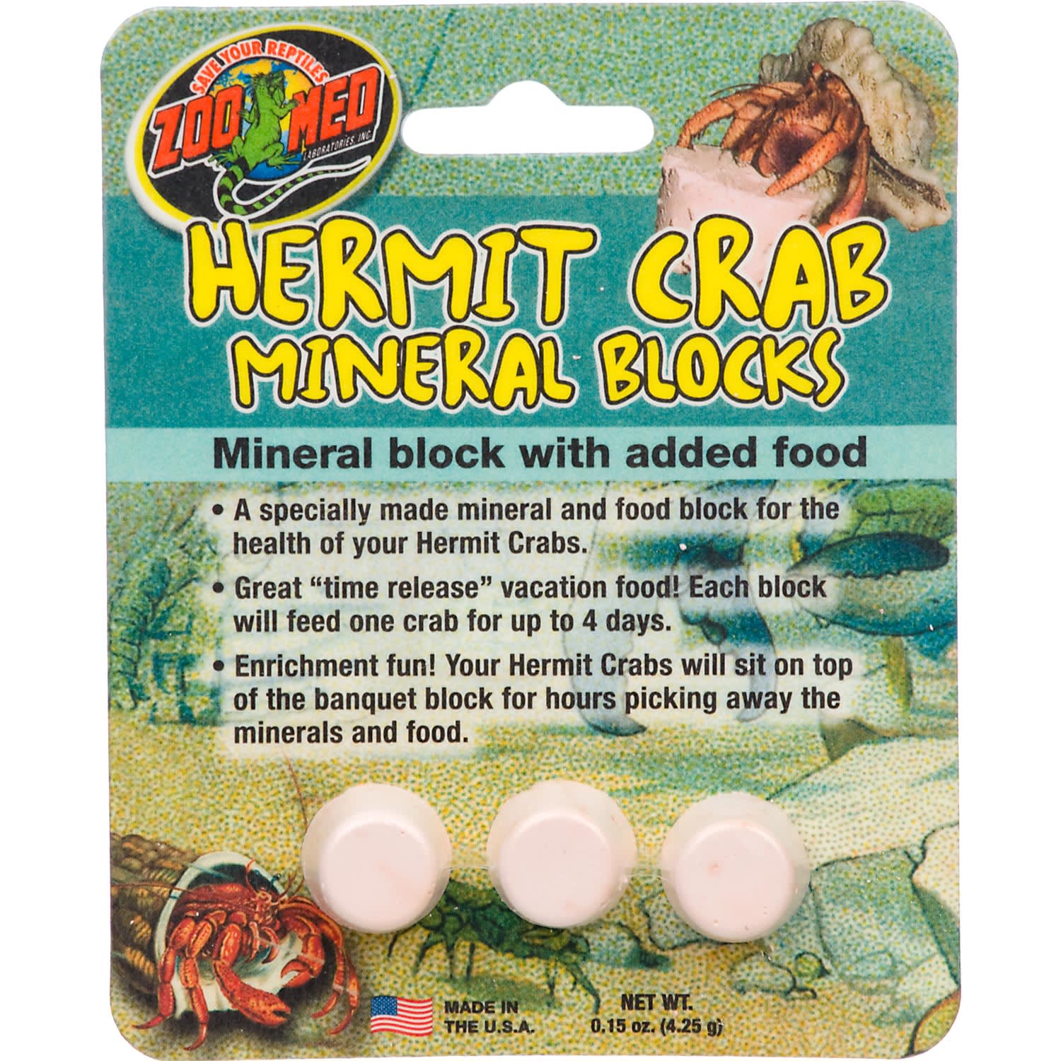 Zoo Med Hermit Crab Mineral Blocks with Added Food  .15 Oz  3 Ct - Image 1