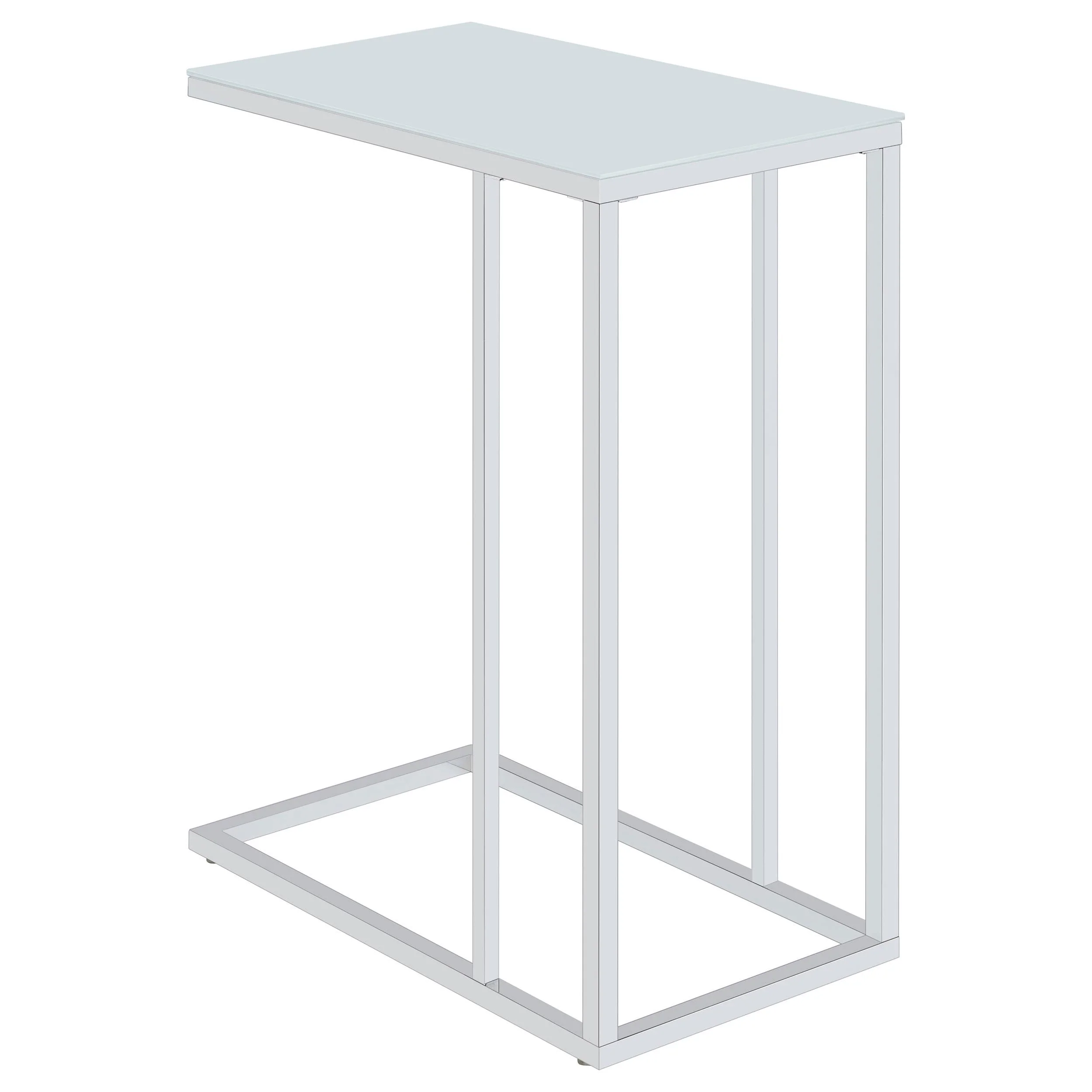 Coaster Furniture Stella 900250 White Glass Top C-Shaped Sofa Side Table - Chrome - Image 1