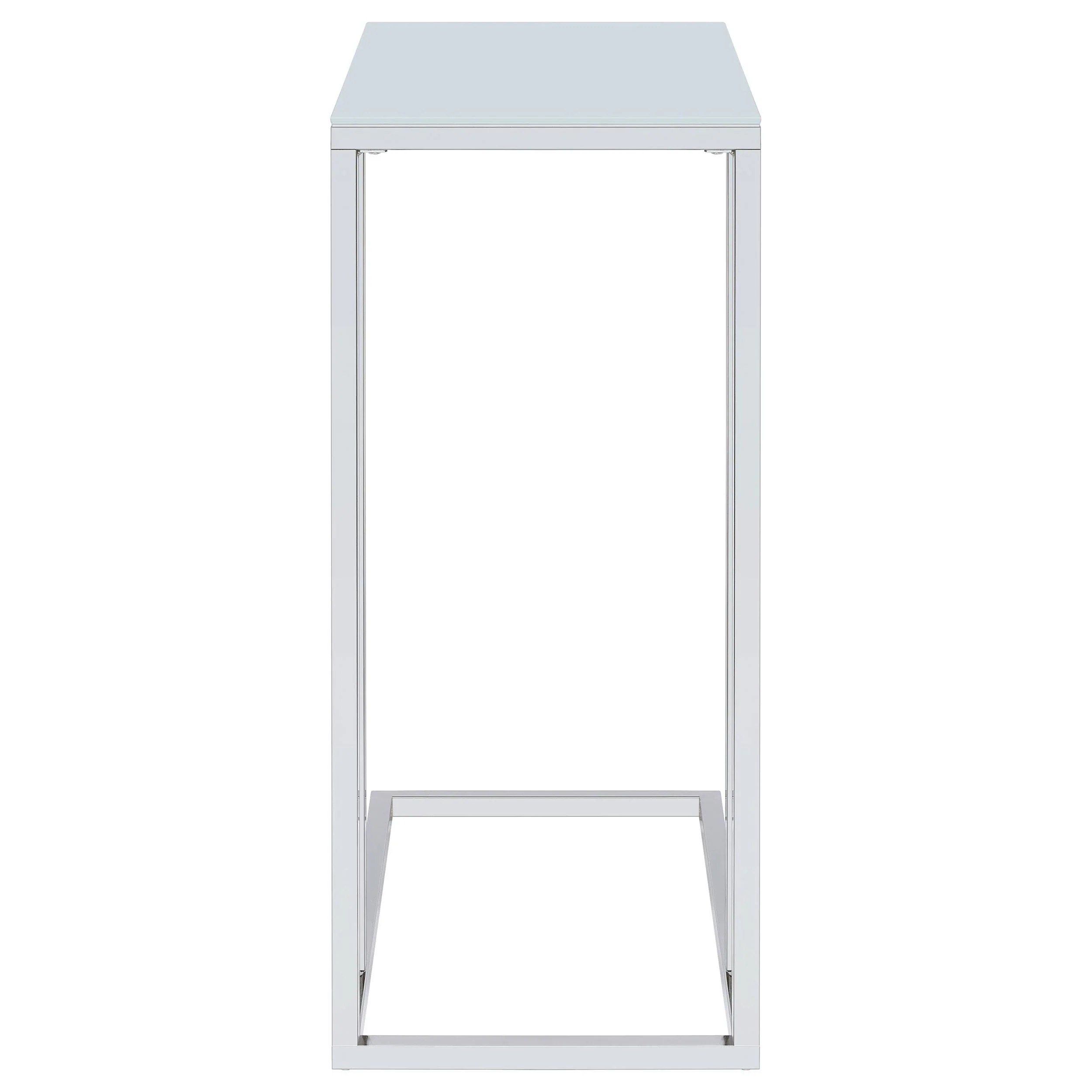 Coaster Furniture Stella 900250 White Glass Top C-Shaped Sofa Side Table - Chrome - Image 2