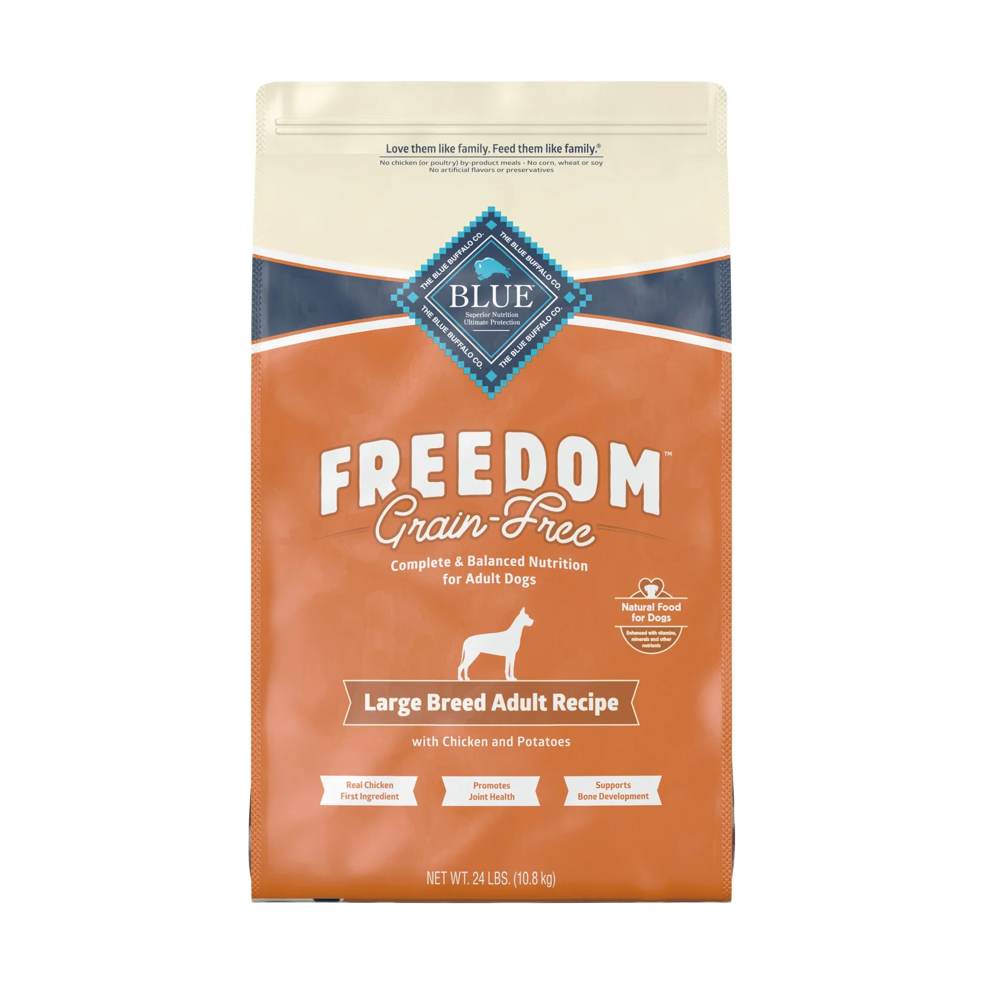 Blue Buffalo Freedom Large Breed Chicken Dry Dog Food for Adult Dogs  Grain-Free  24 lb. Bag - Image 1