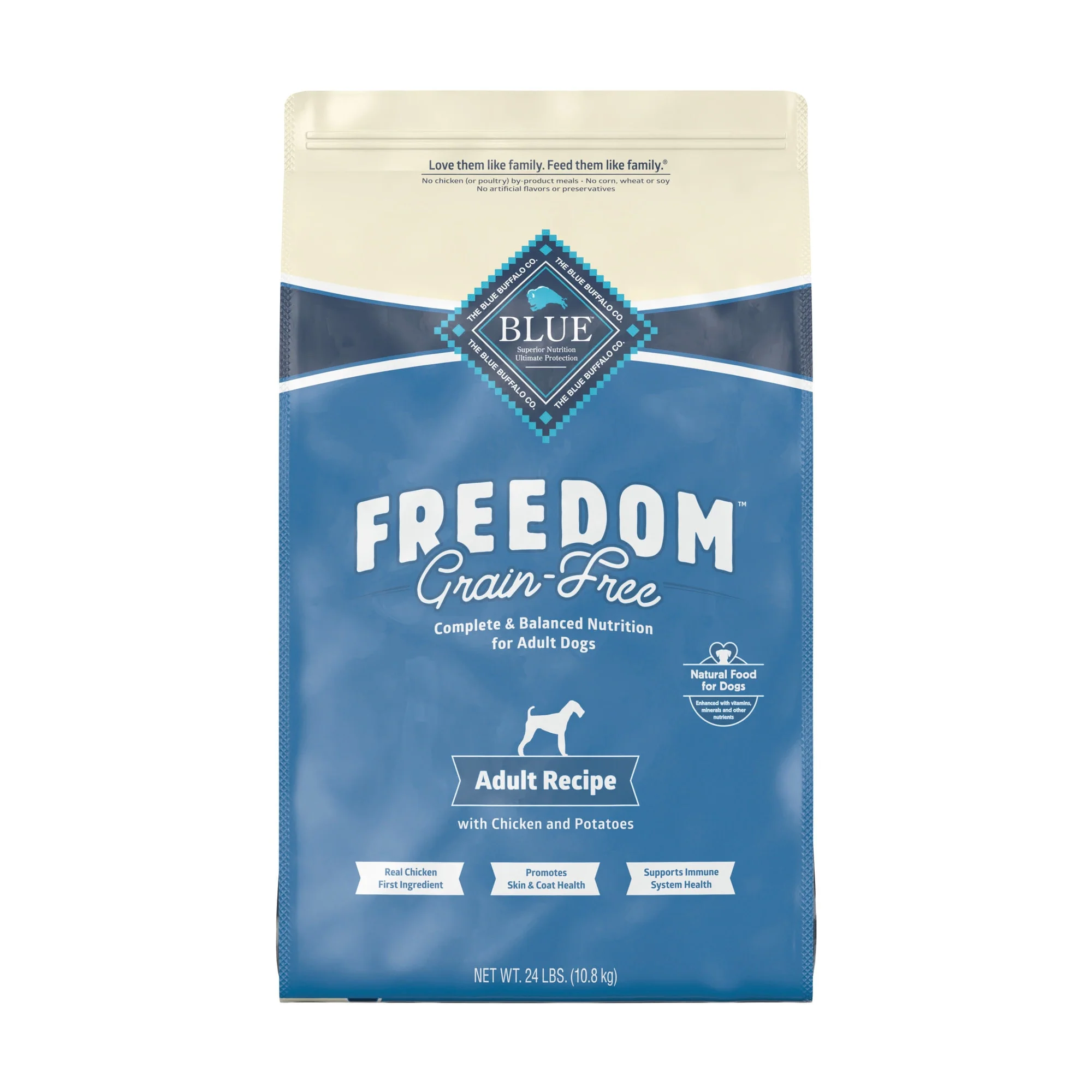Blue Buffalo Freedom Chicken Dry Dog Food for Adult Dogs  Grain-Free  24 lb. Bag - Image 1