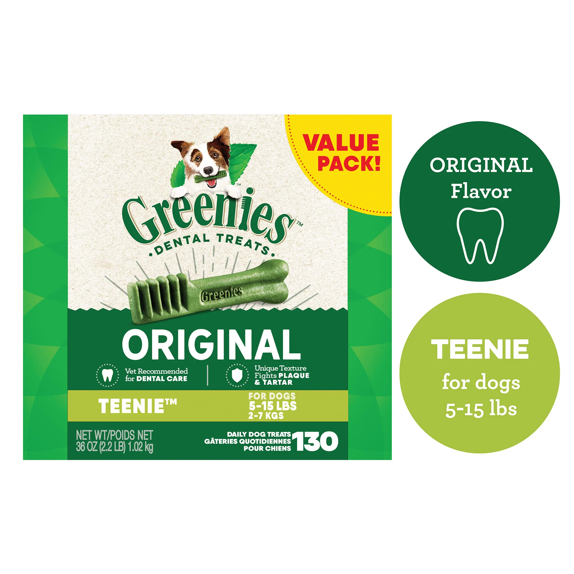 GREENIES Original TEENIE Natural Dental Dog Treats  36 oz. Pack - Image 1