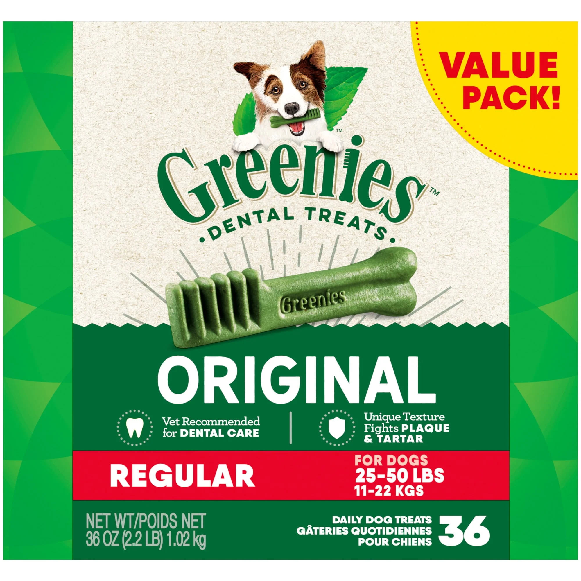GREENIES Original Regular Size Natural Dental Dog Treats  36 oz. Pack - Image 1