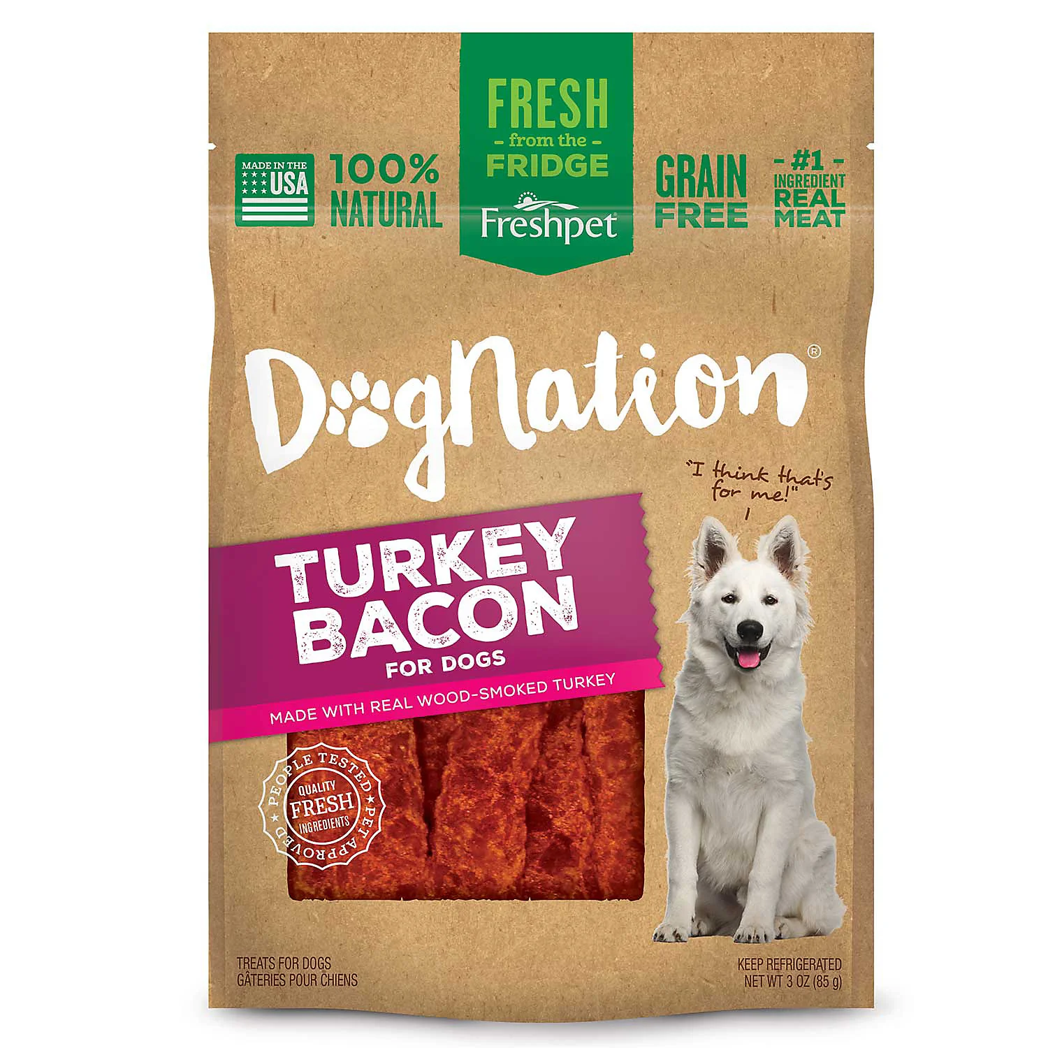 Freshpet Dognation Turkey Bacon Treats, 3 Oz - Image 1