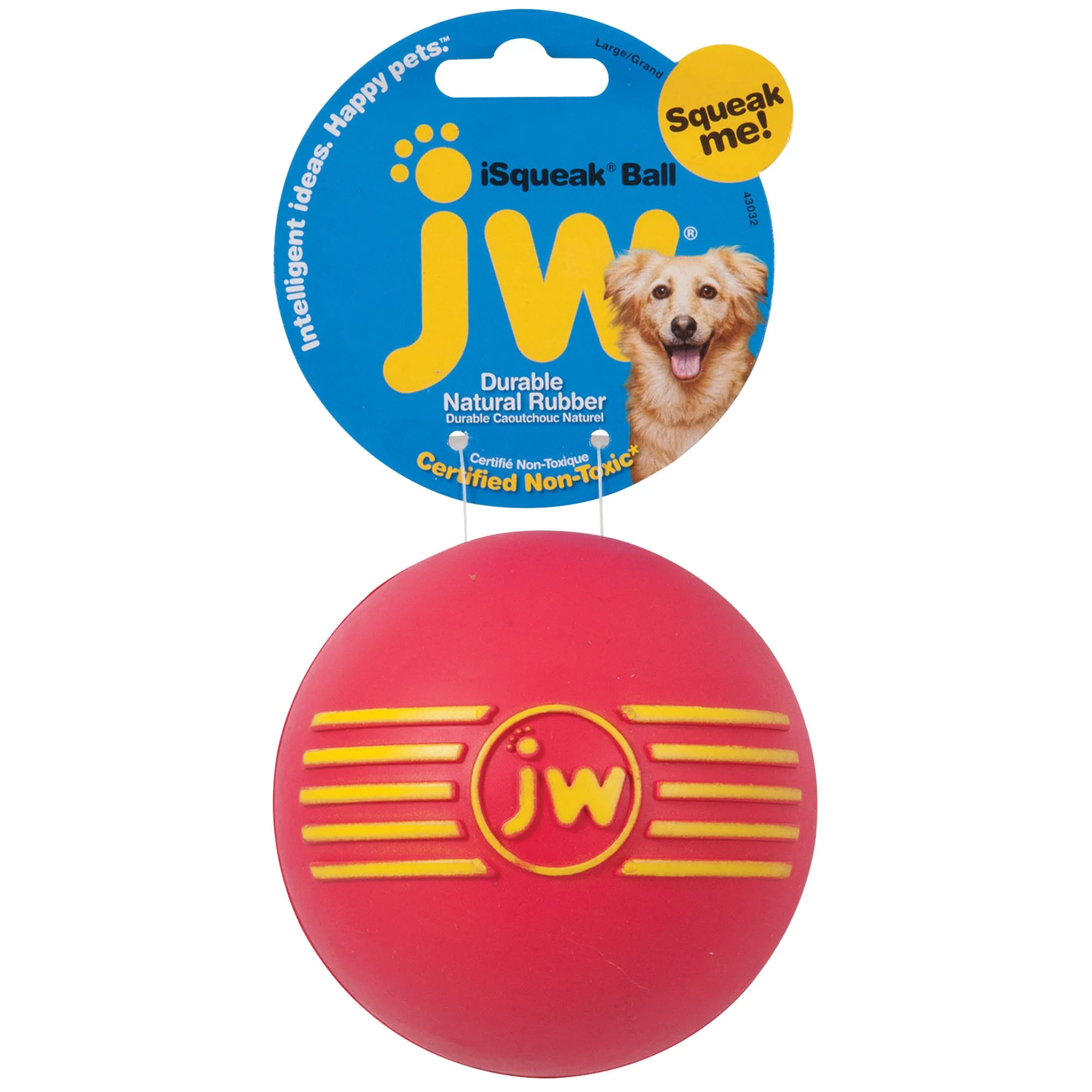 JW Isqueak Long Lasting Rubber Dog Ball Toy  Medium - Image 1