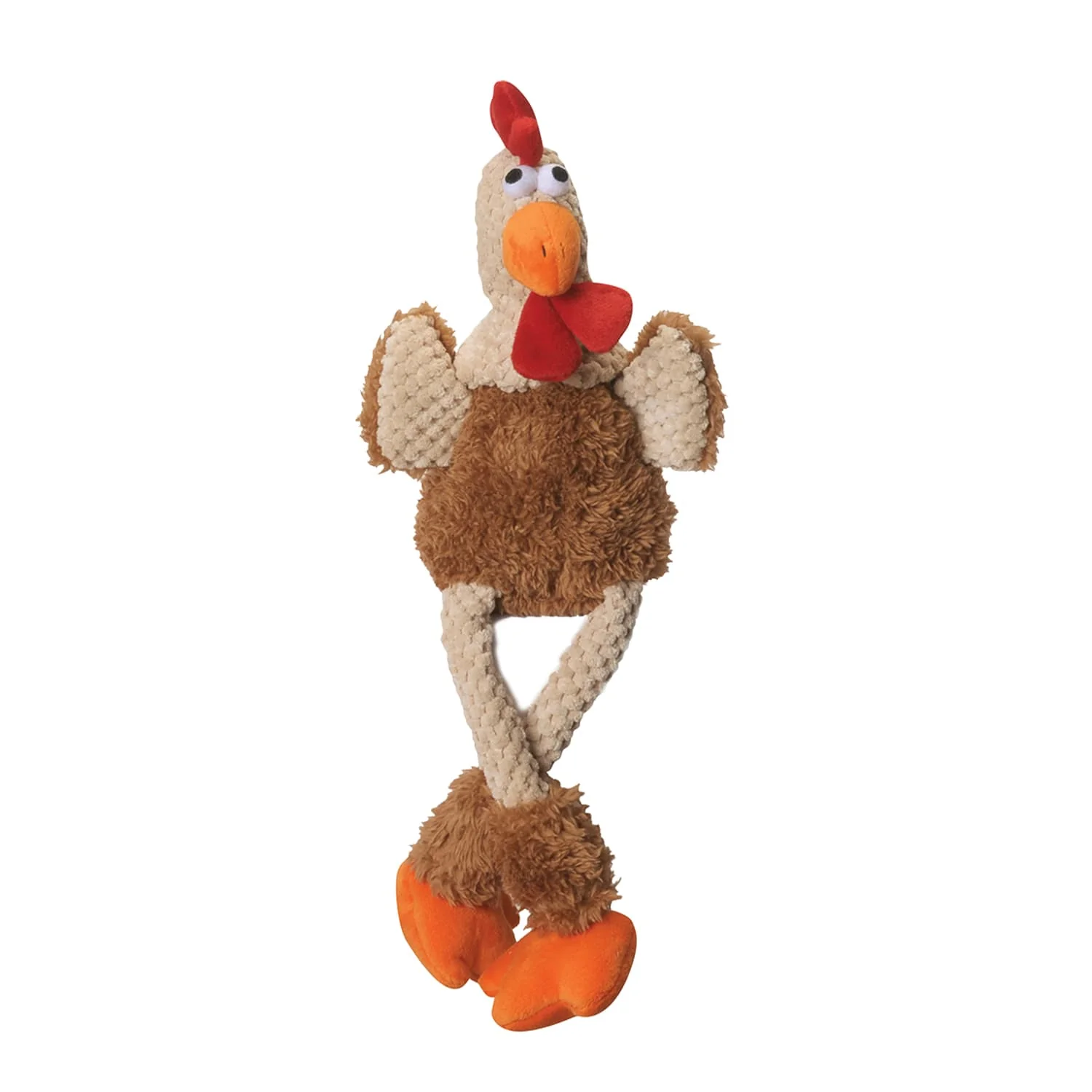goDog Checkers Rooster Plush Squeaker Dog Toy Small Brown - Image 1