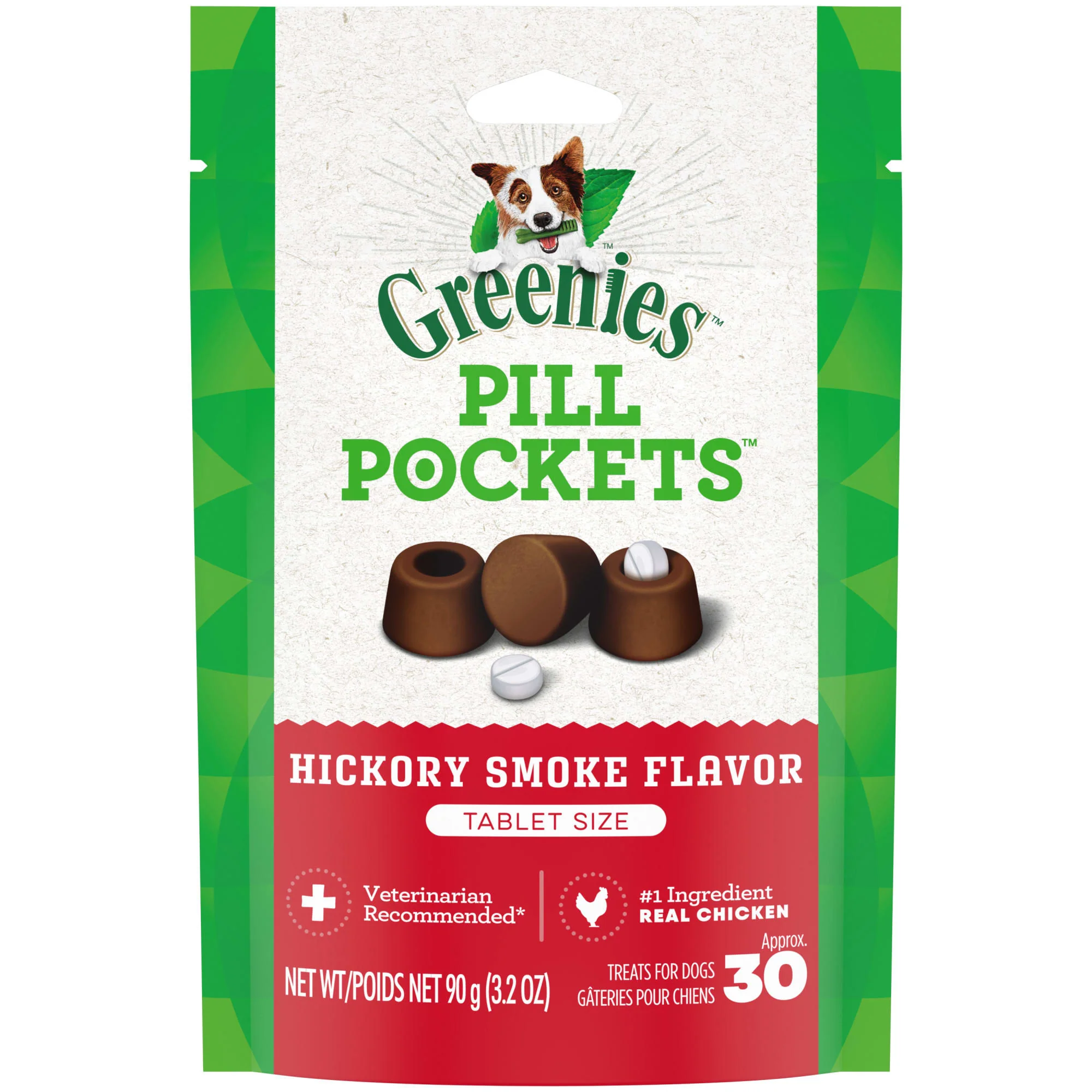 GREENIES PILL POCKETS for Dogs Tablet Size Natural Soft Dog Treats  Hickory Smoke Flavor  3.2 oz. Pack (30 Treats) - Image 1